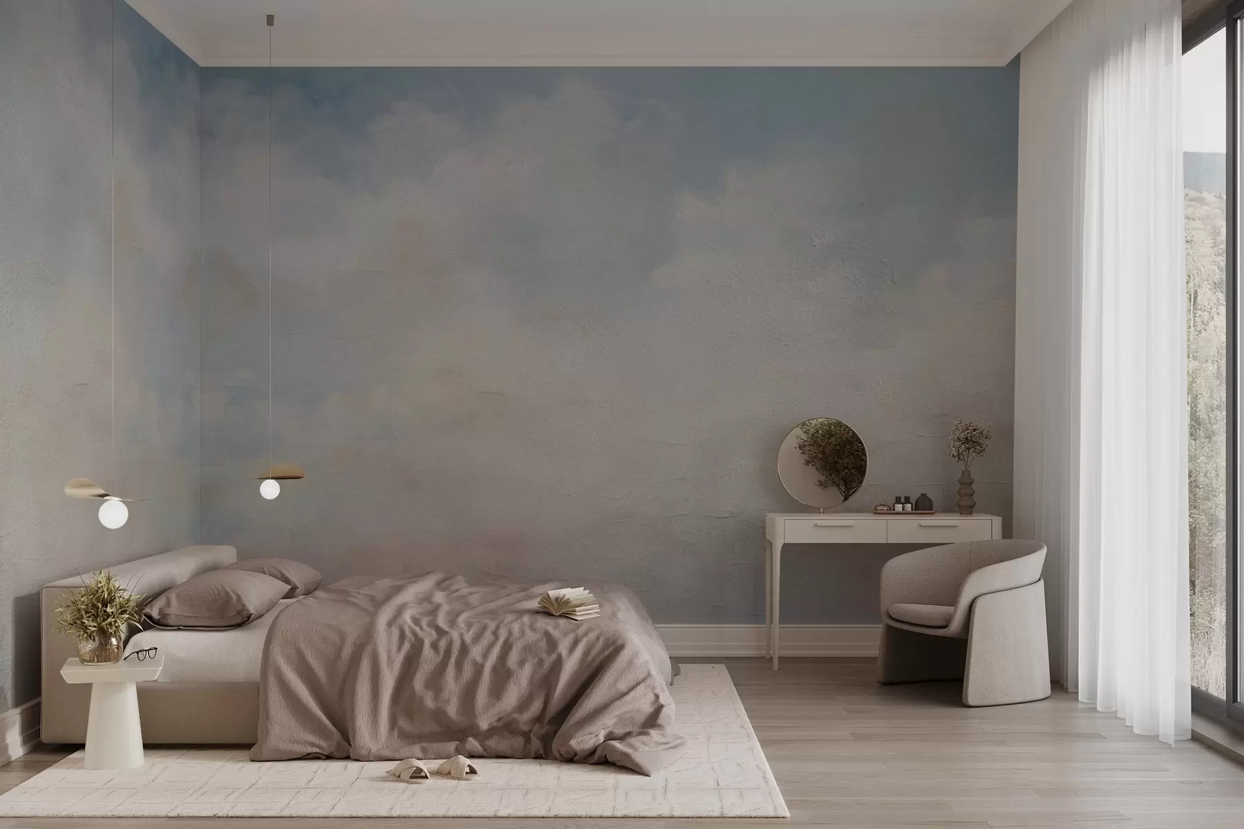 Fotobehang Abstracte lucht met wolken in grungestijl w03603