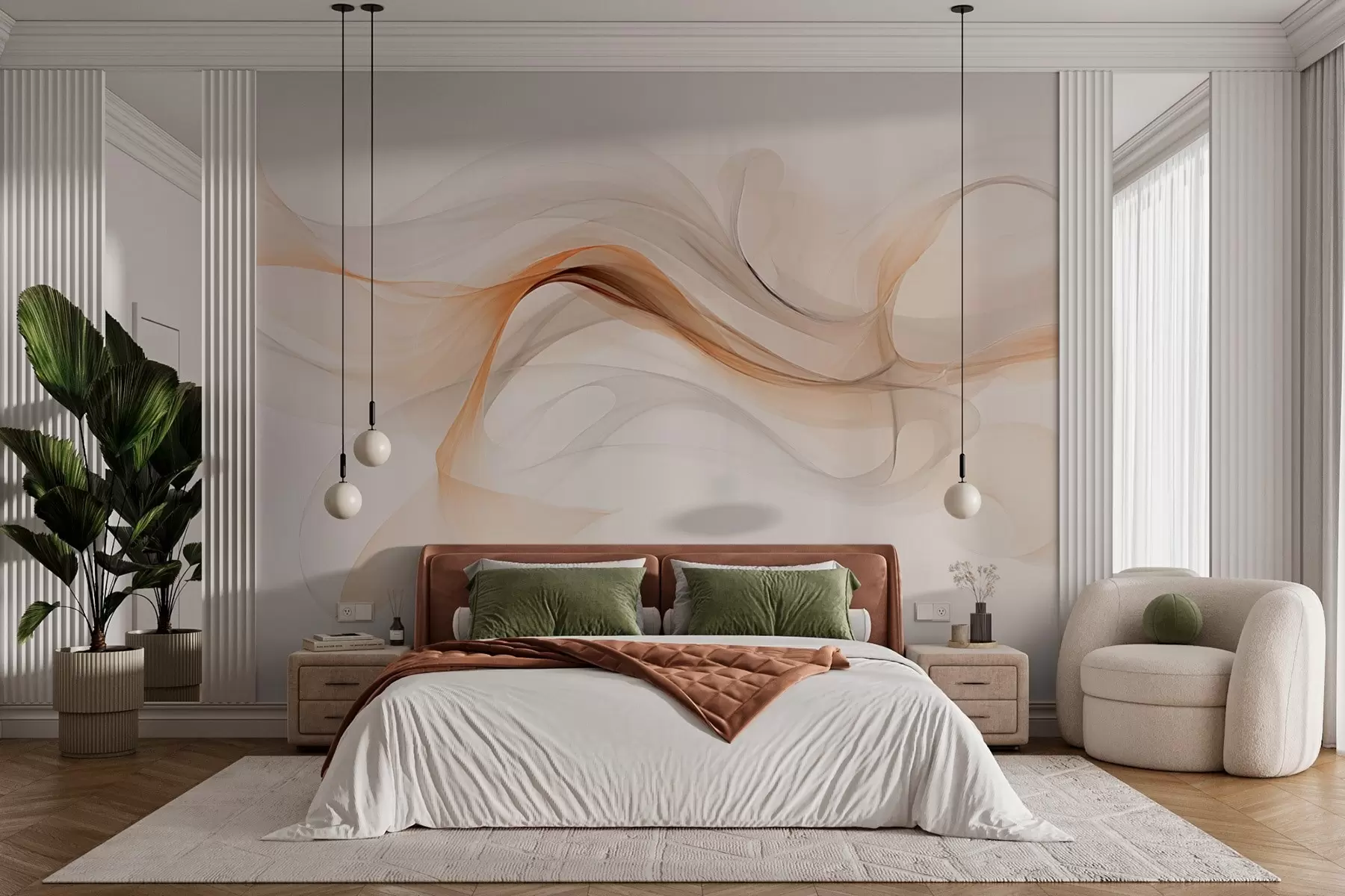 Fotobehang Abstractie met zachte golven w03609