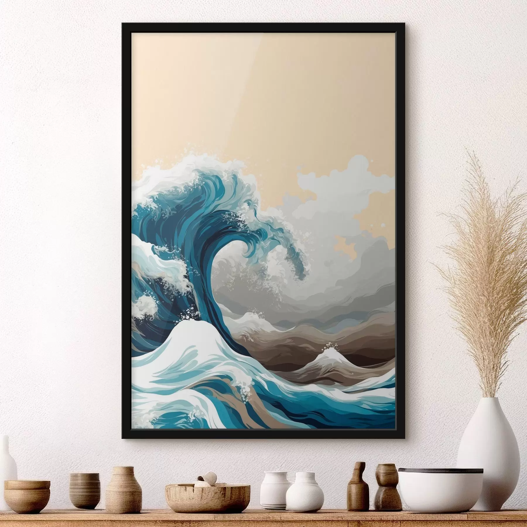  Schilderijen Tsunami in vectorstijl f43455