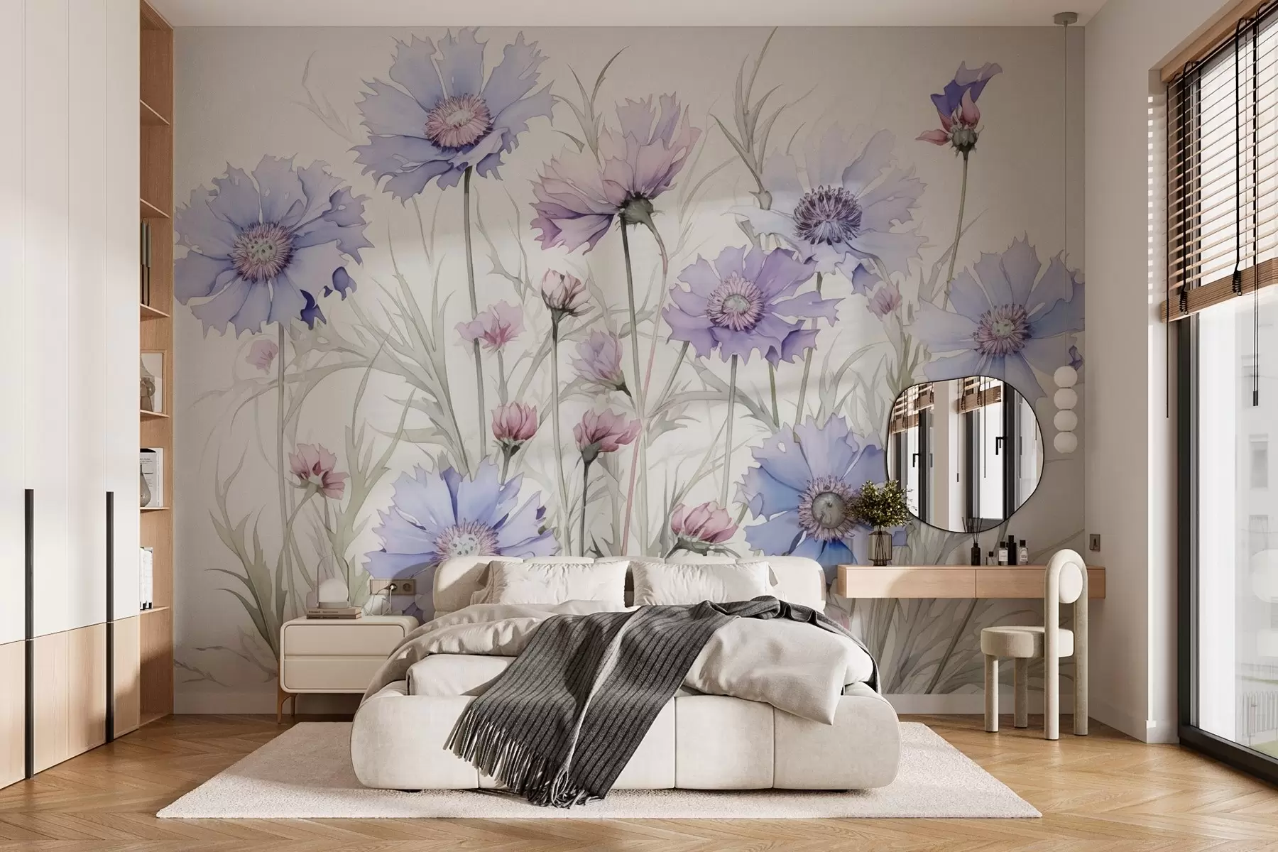 Fotobehang Korenbloemen imitatie van aquarel w03622