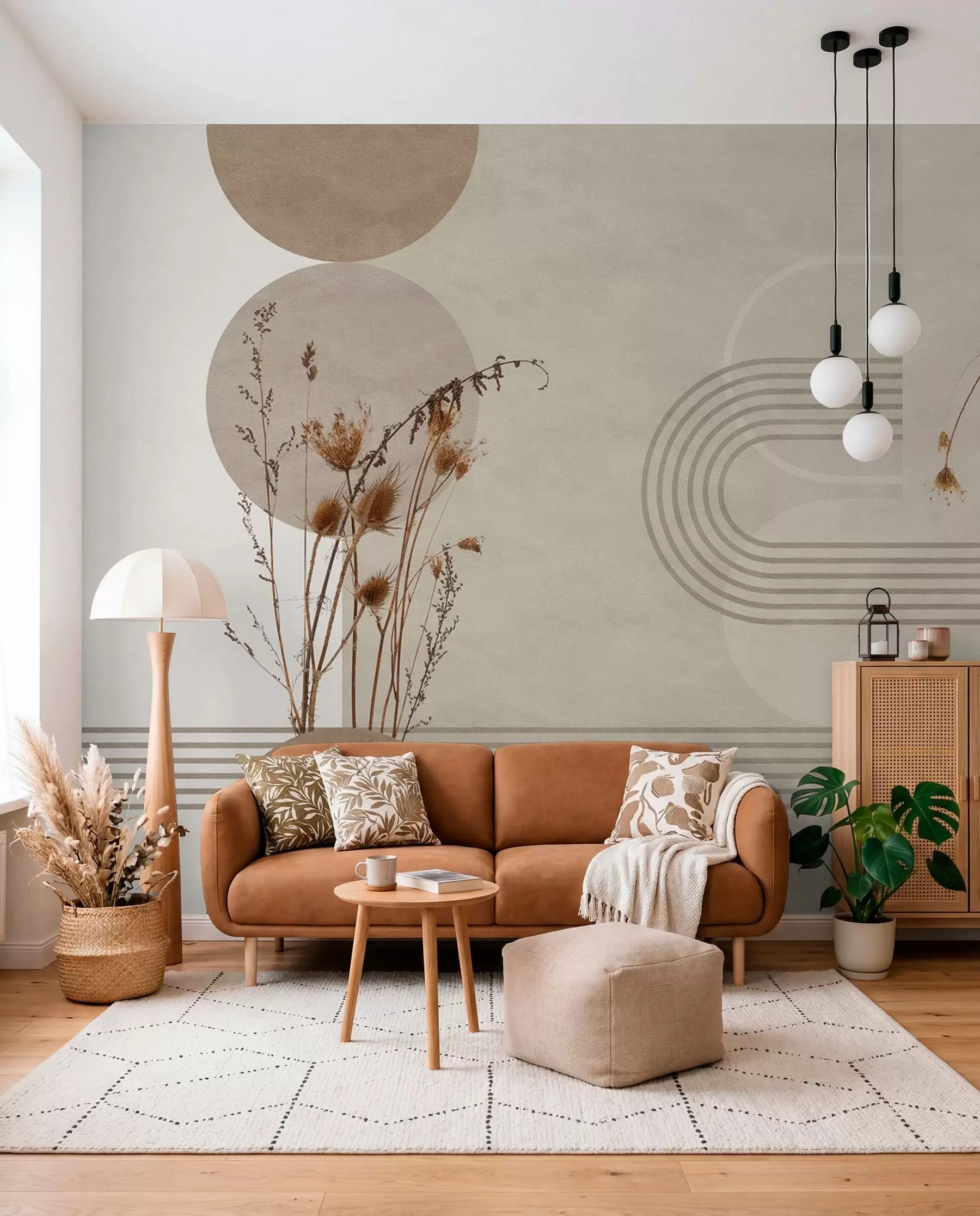Fotobehang Bogen en droogbloemen w03449