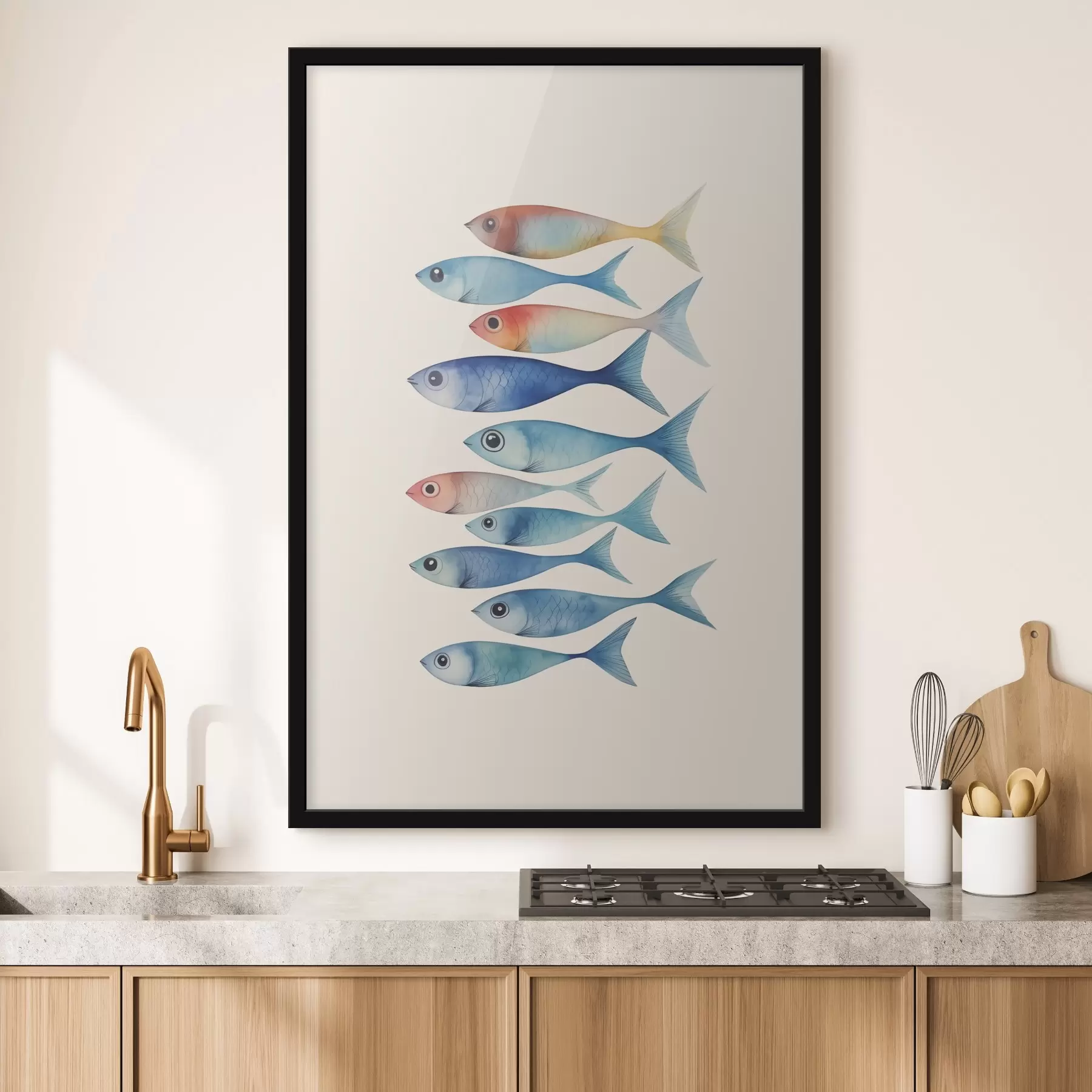  Schilderijen Vis minimalisme imitatie aquarel f43960