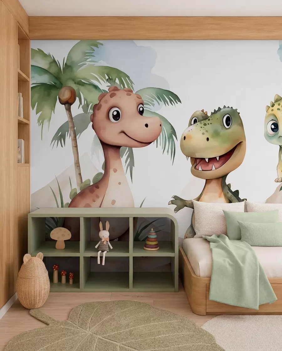 Fotobehang Drie kleine dinosaurussen w03675
