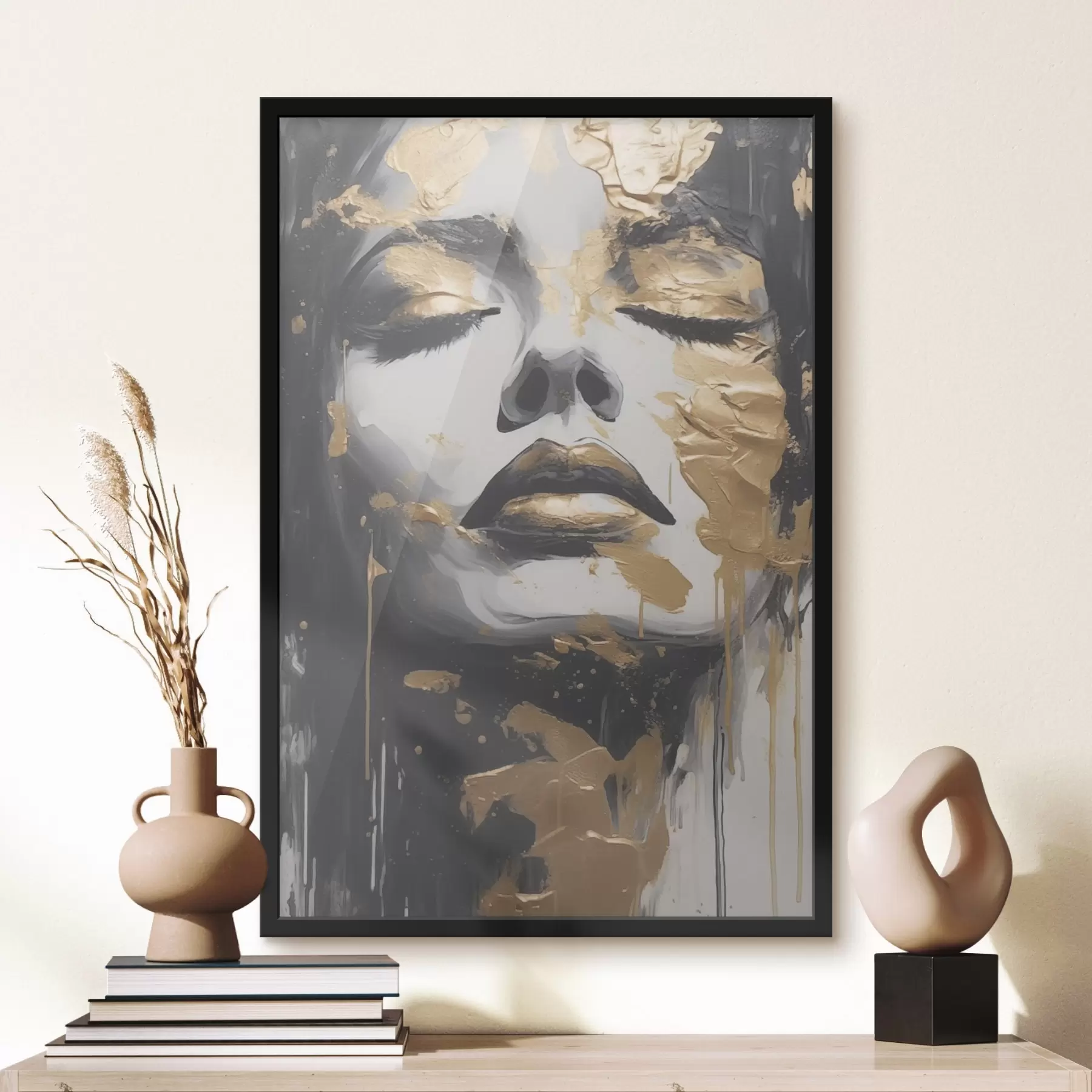  Schilderijen Portret van een vrouw met abstracte streken f43988