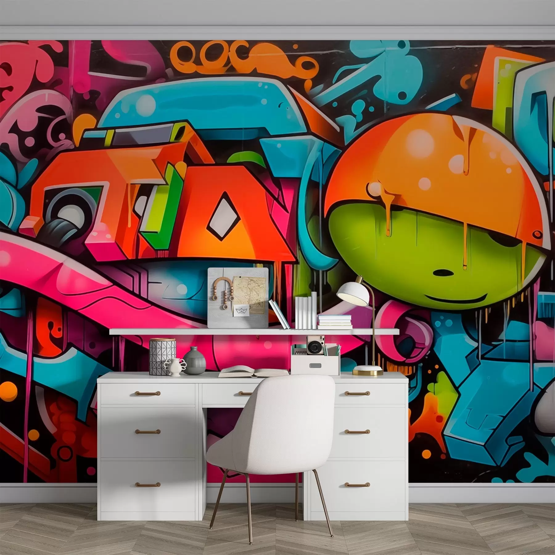 Fotobehang Heldere graffiti w03688