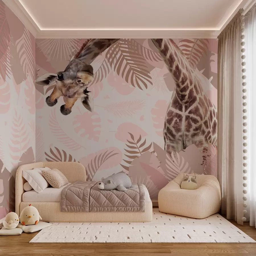 Fotobehang nieuwsgierige giraffe in de jungle w03619