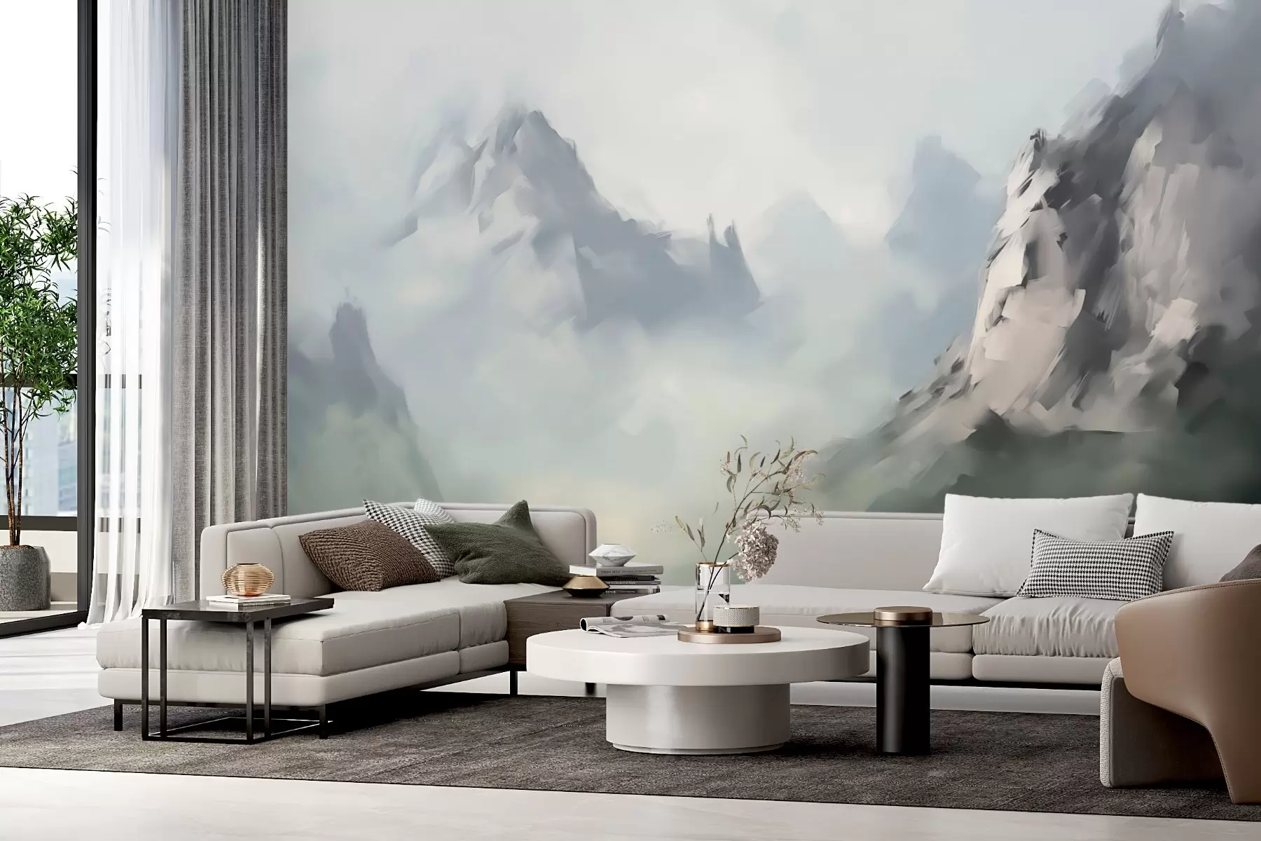 Fotobehang Rocky mountains imitatieschilderij w03774