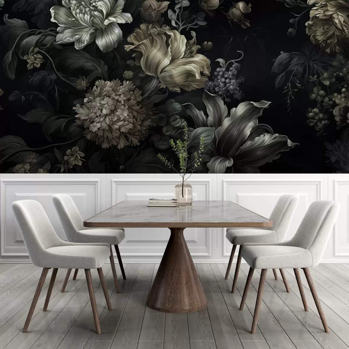 Fotobehang Garden Symphony,Diverse bloemen, bloemblaadjes, gebladerte w03782v1