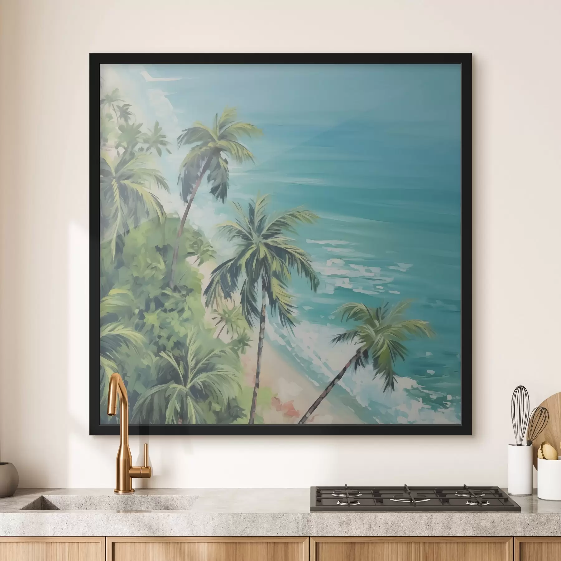 Fotobehang Palmbomen aan zee f44126