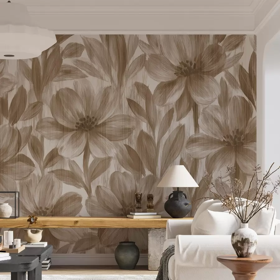 Fotobehang Stijlvolle aquarelbloemen w03821v1