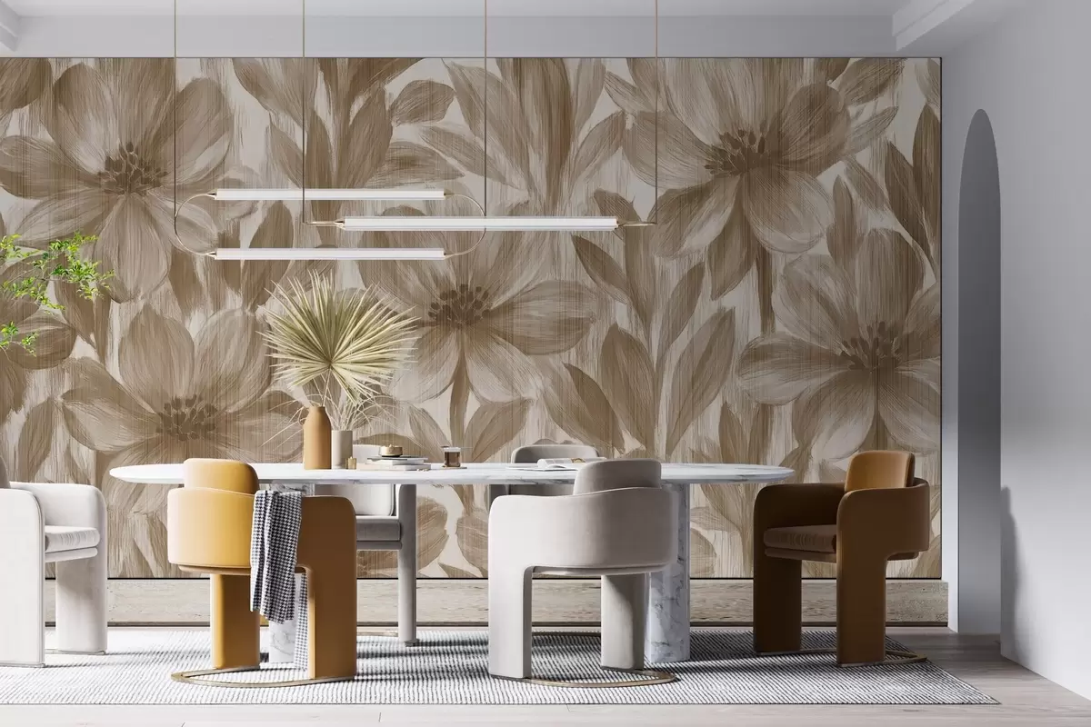 Fotobehang Stijlvolle aquarelbloemen w03821v1