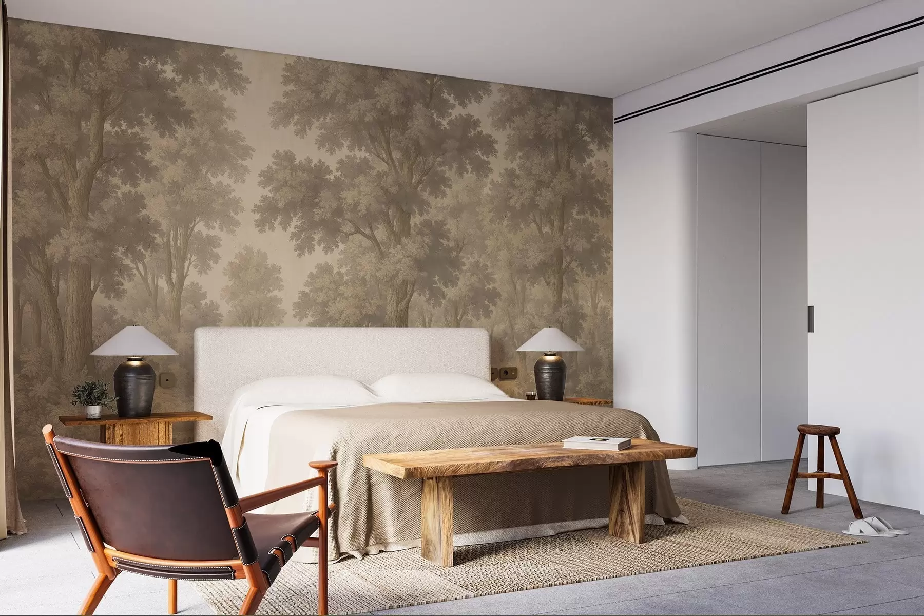 Fotobehang Modern beeld van een bos in een grunge stijl w03822v2