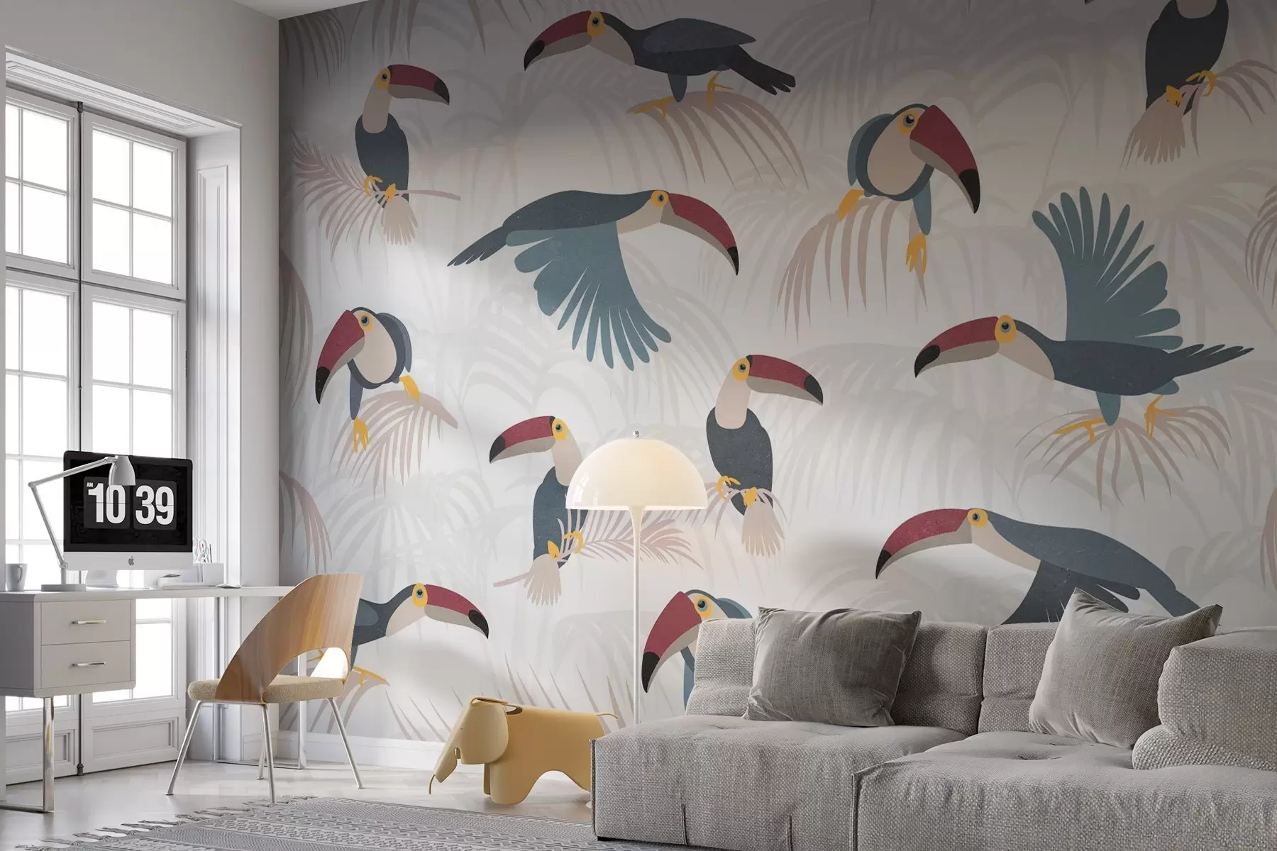Fotobehang Toekans op bladeren w03854v1