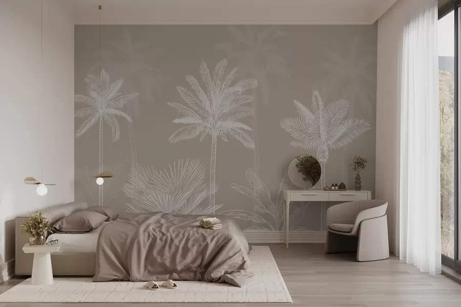 Fotobehang Witte palmbomen w03831