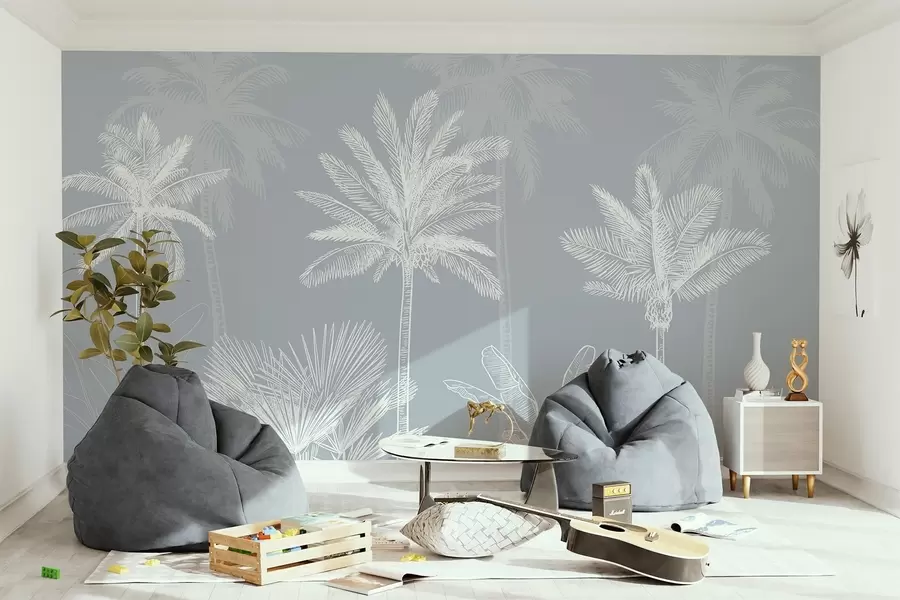 Fotobehang Witte palmbomen w03831v1