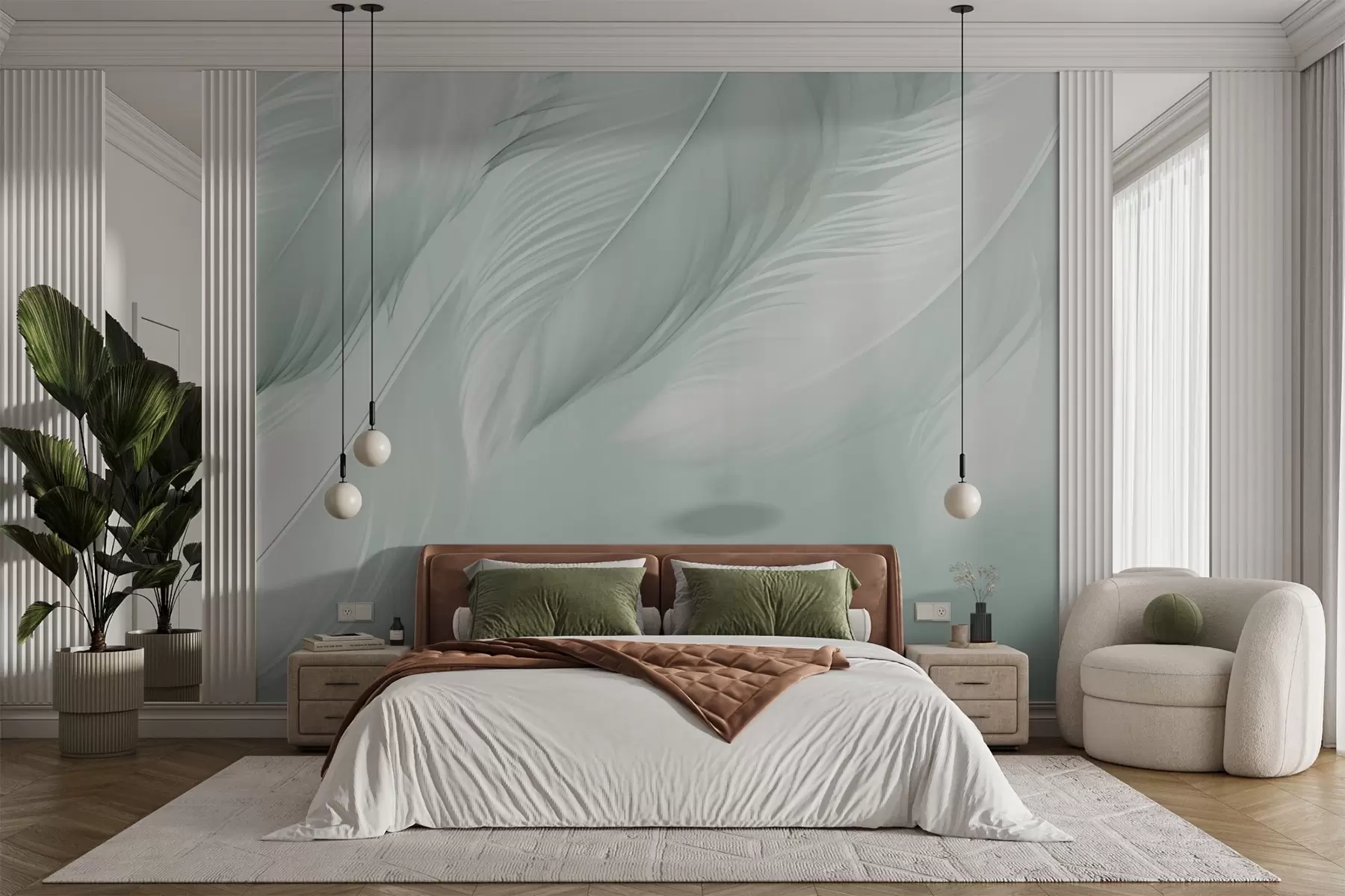 Fotobehang Witte veren w03833