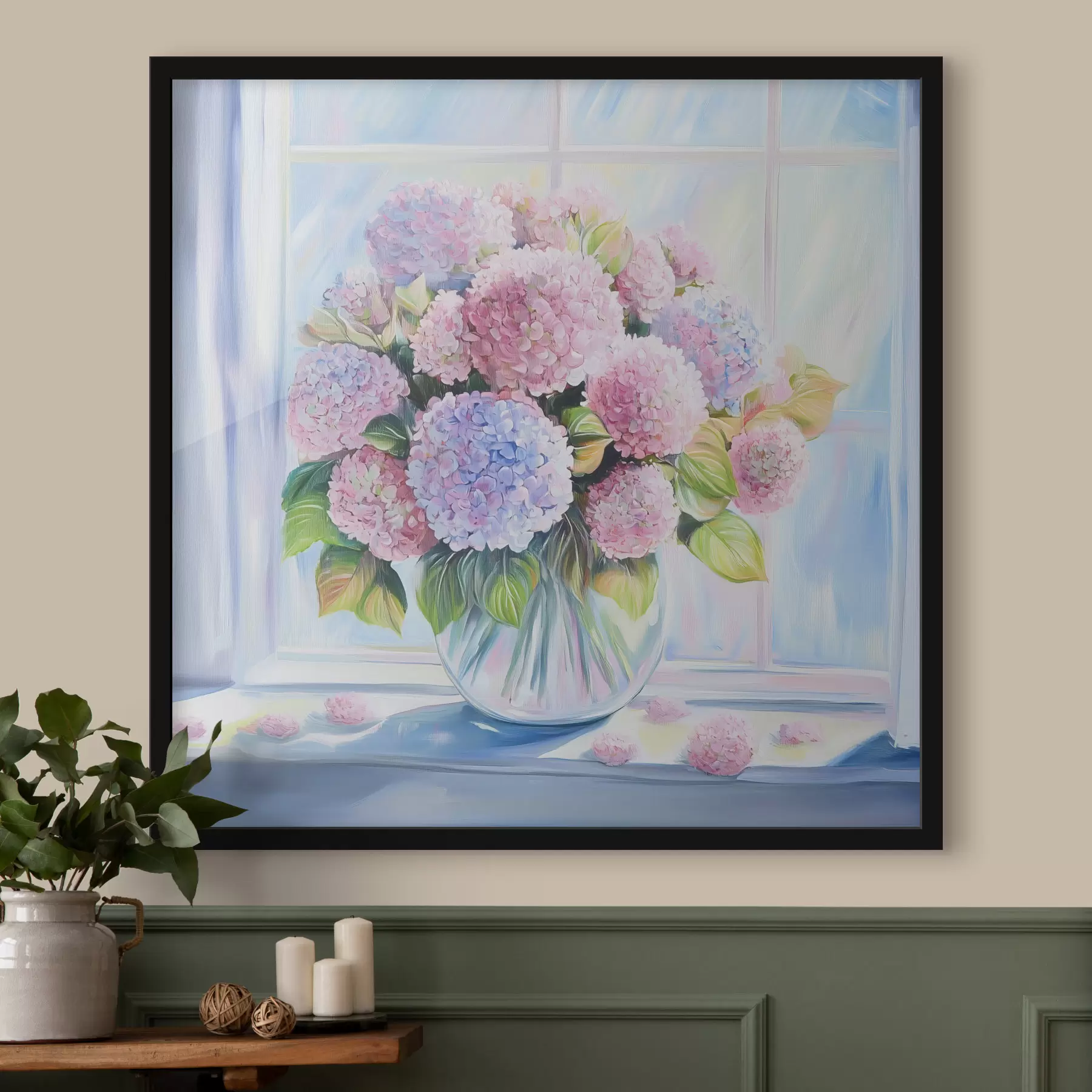  Schilderijen Boeket bloemen op het raam f44210