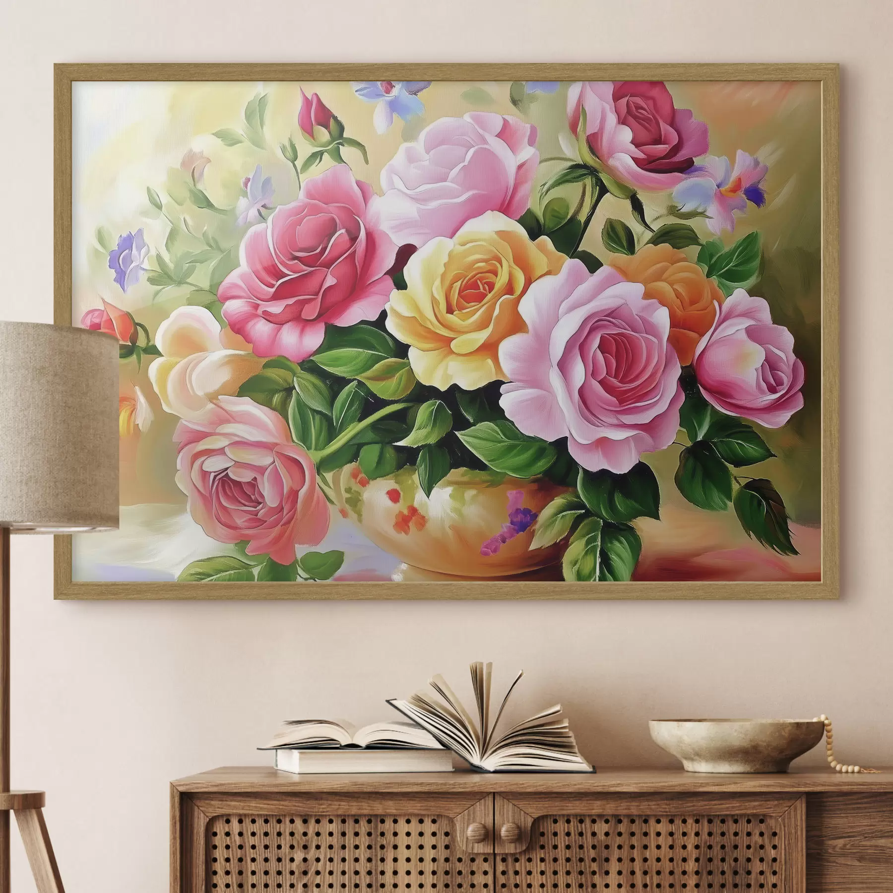 Fotobehang Weelderig boeket van heldere bloemen f44217
