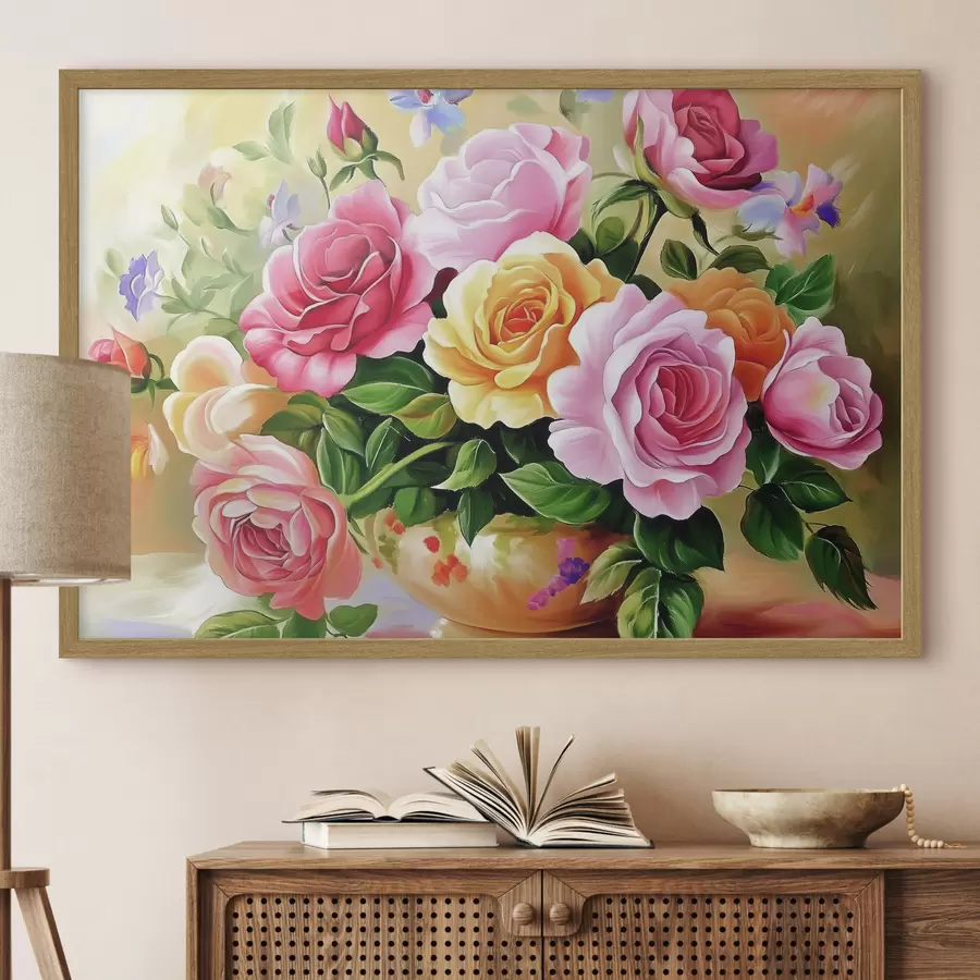 Fotobehang Weelderig boeket van heldere bloemen f44217