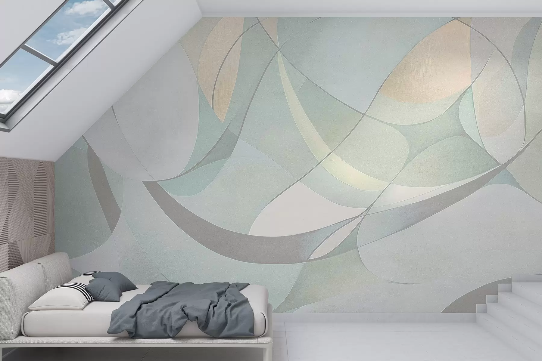 Fotobehang Geometrische abstractie, gedempte natuurlijke kleuren w03878