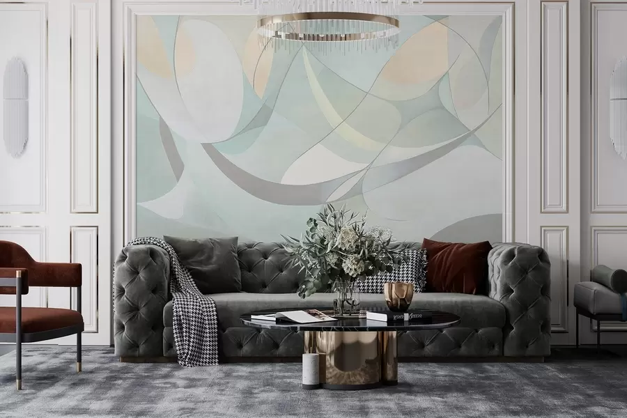 Fotobehang Geometrische abstractie, gedempte natuurlijke kleuren w03878