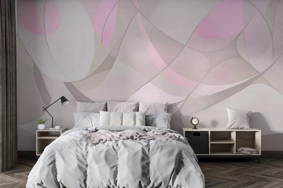 Fotobehang Geometrische abstractie, gedempt roze en beige kleuren w03878v1
