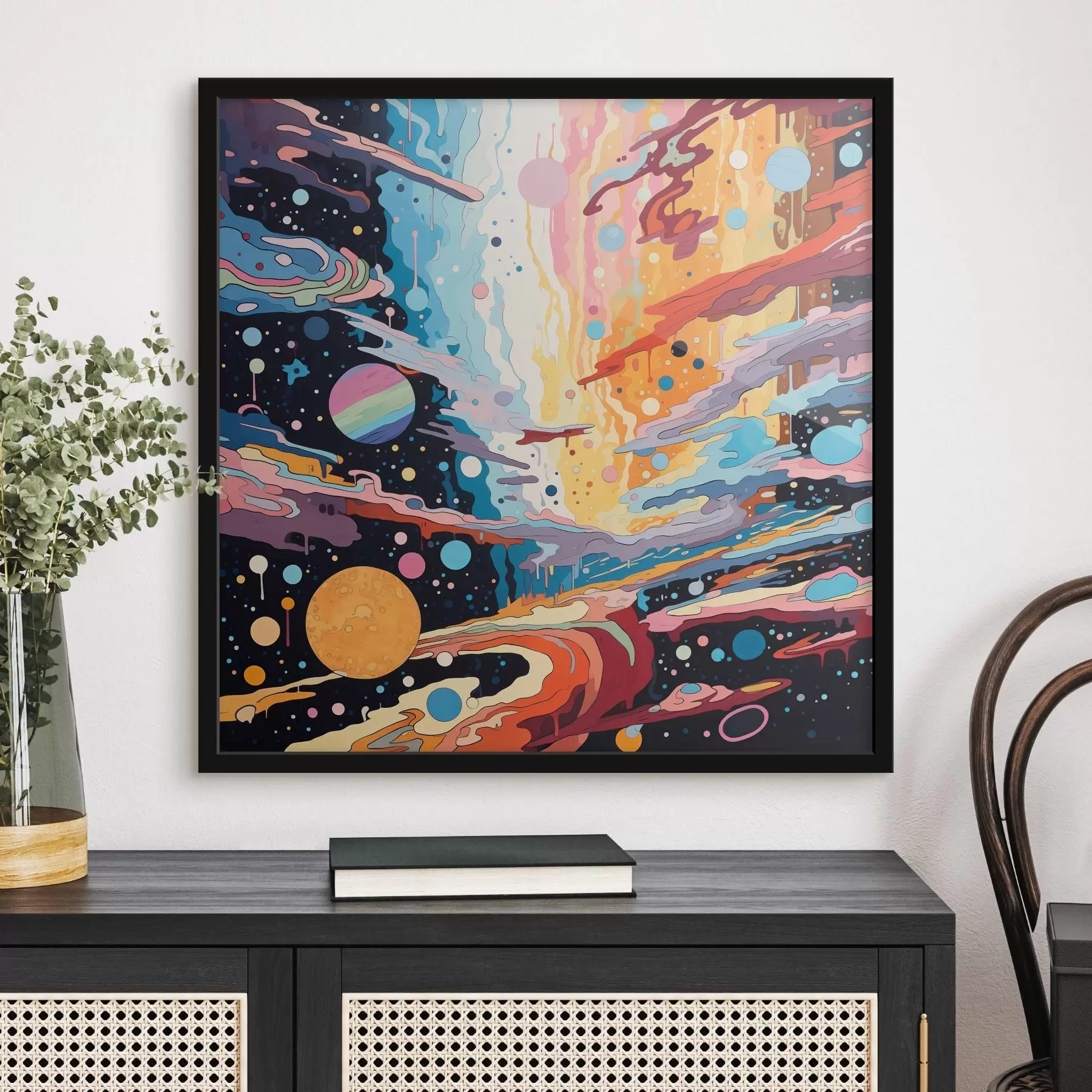 Fotobehang Bewegend universum in de stijl van abstracte schilderkunst f44238