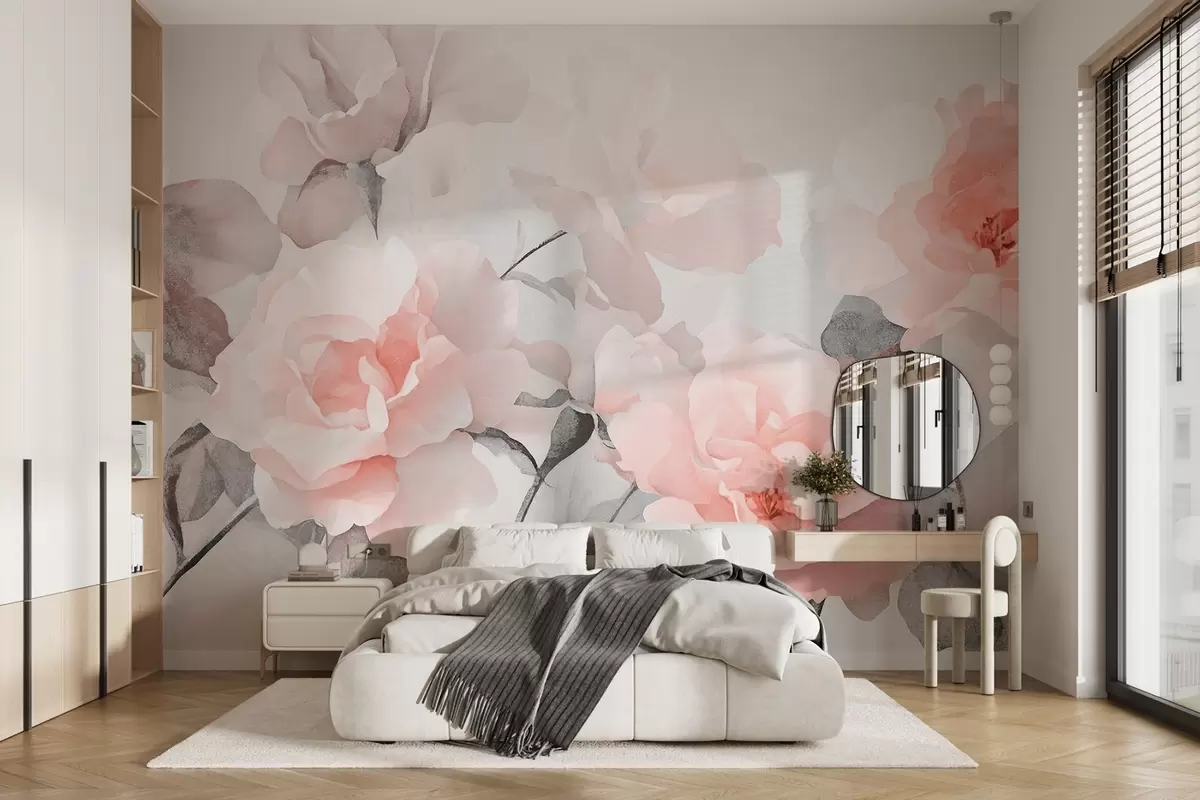 Fotobehang Fijne vintage bloemen met textuur w09071v1