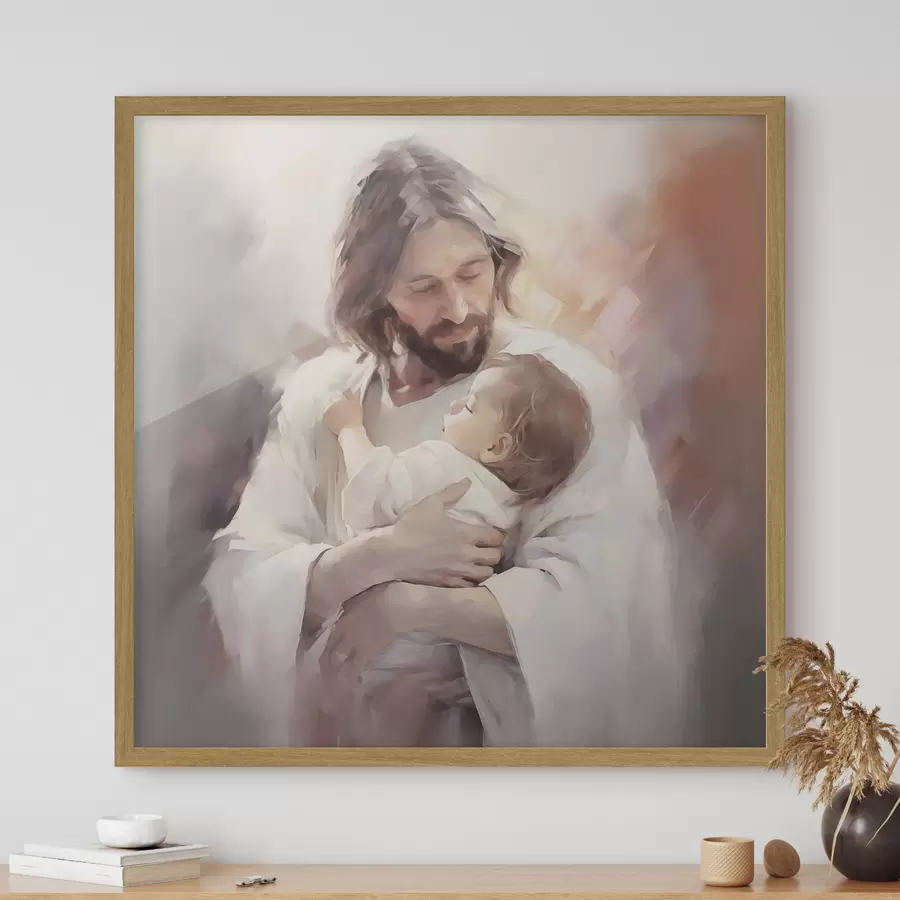 Fotobehang Jezus met een kind f44283