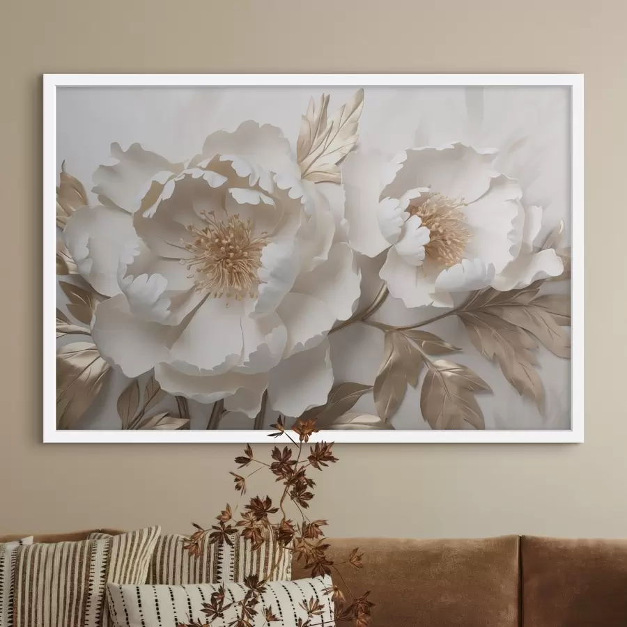 Fotobehang witte bloemen f44287