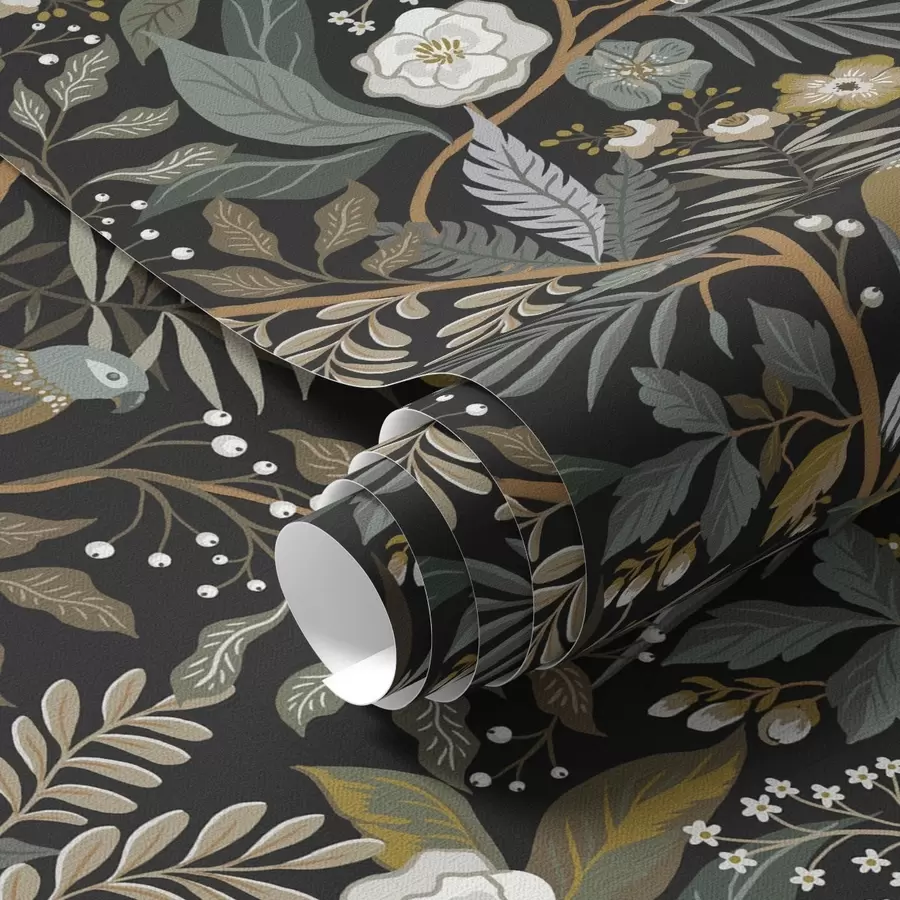 Fotobehang Vogels tussen takken op donkere achtergrond a00161