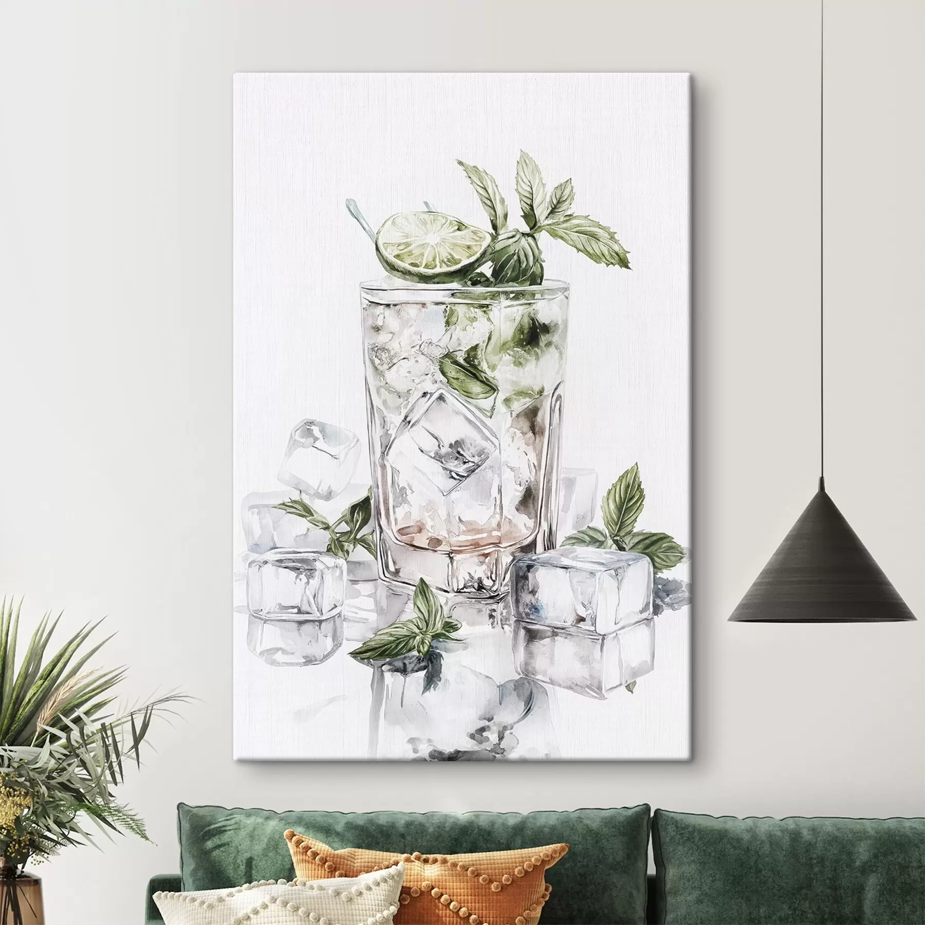 Fotobehang Mojito cocktail, aquarel stijl drankjes, munt s44302