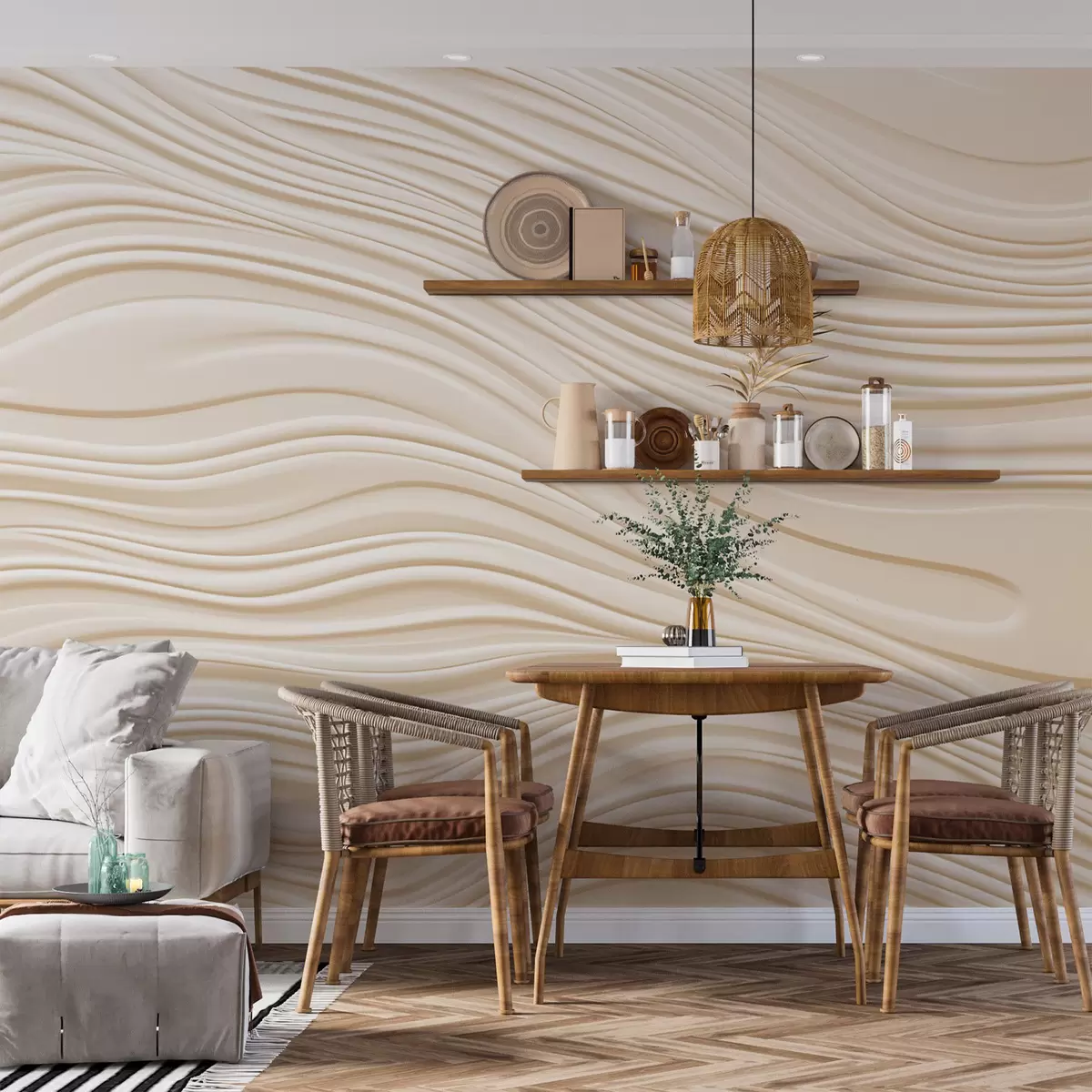 Fotobehang Volumetrische golven w03923v2