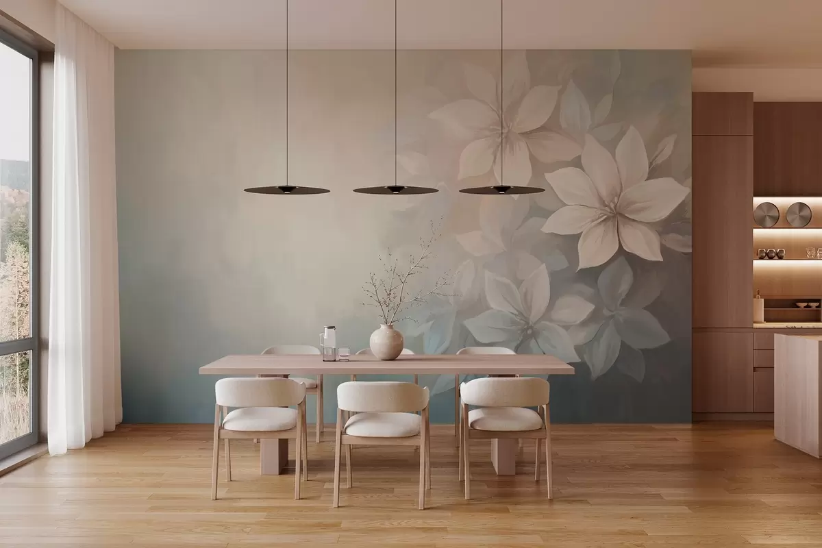 Fotobehang elegante bloemen in de stijl van olieverfschilderijen  w03770