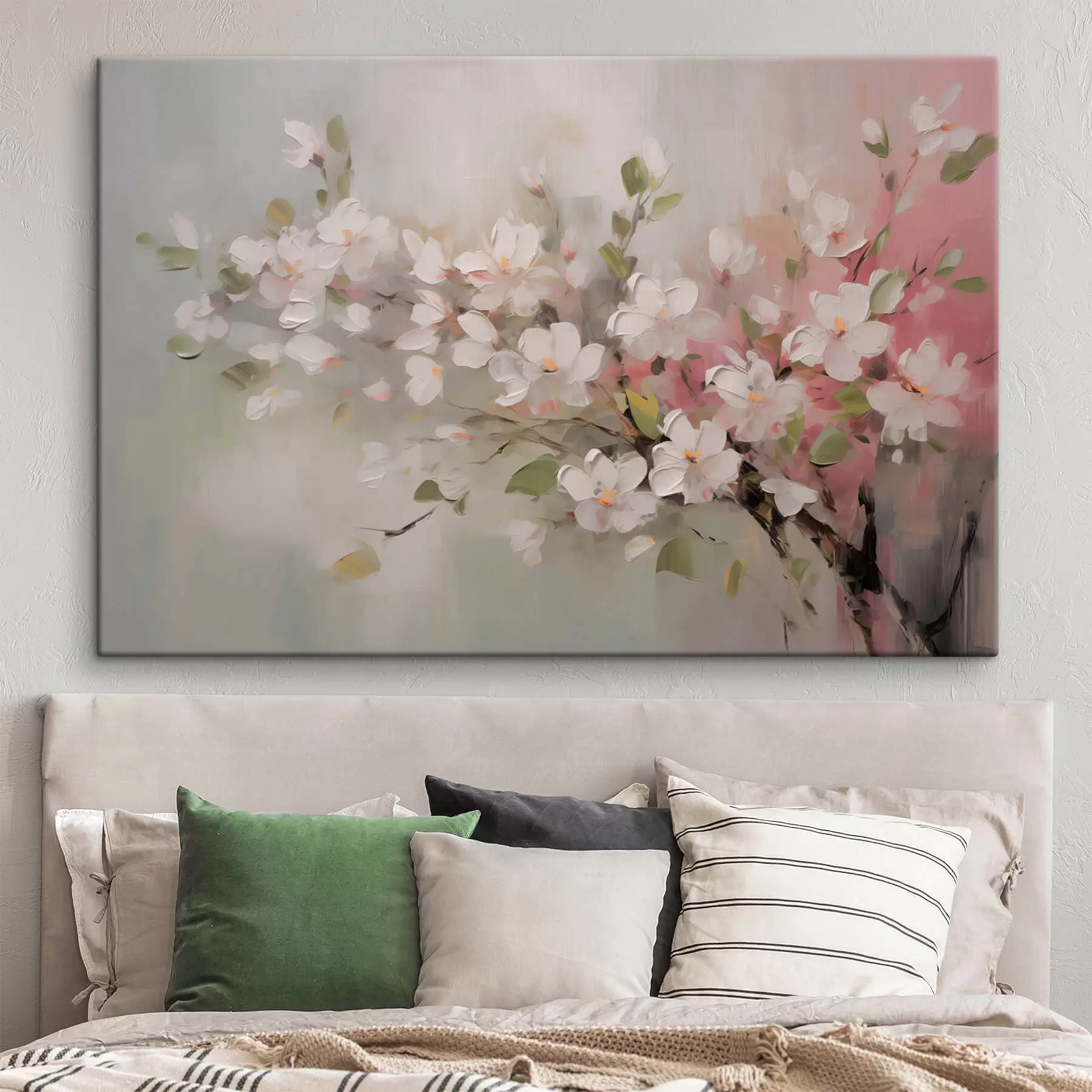  Schilderijen Abstracte tak met zachte bloemen s44366