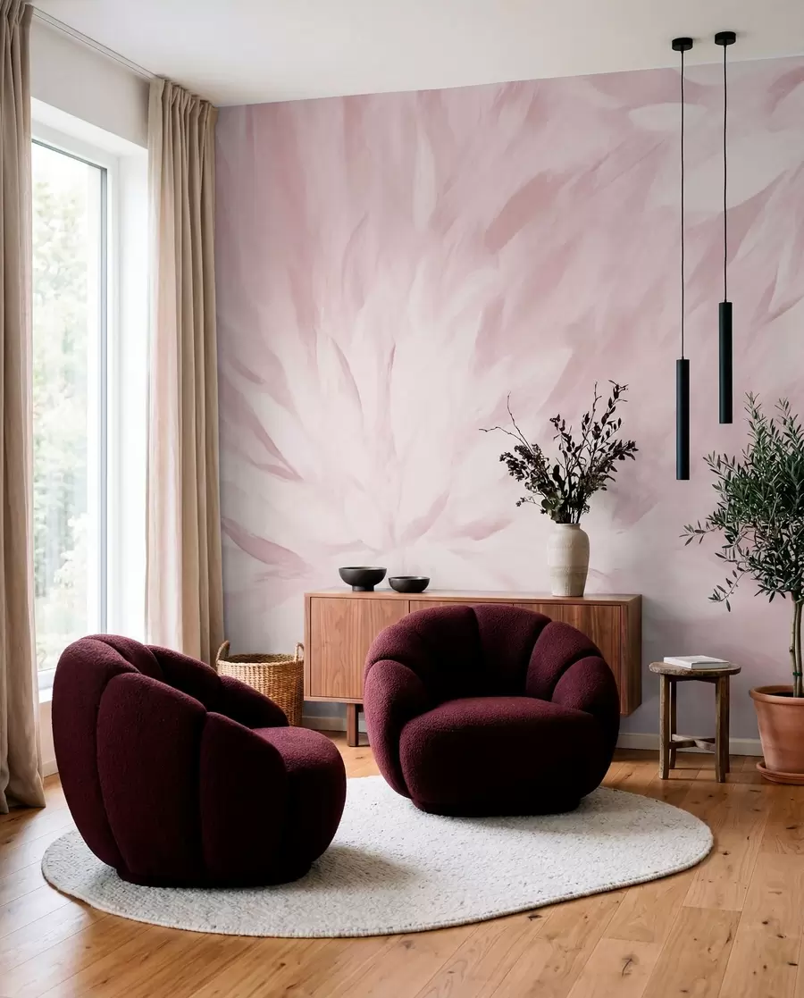 Fotobehang Geschilderde roze blaadjes w03986v1