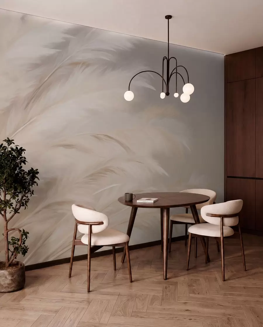 Fotobehang Zachte pluizige grassen in beige en grijs w03992