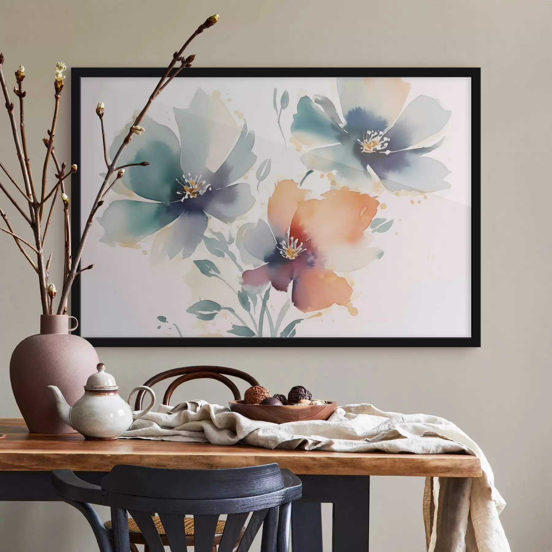 Fotobehang Bloemen imitatie van aquarel f44424