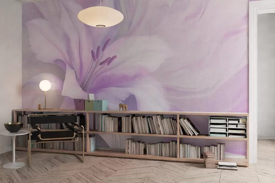 Fotobehang Lelie bloem vloeistof abstractie, bloemig, paarse kleuren w04006v1