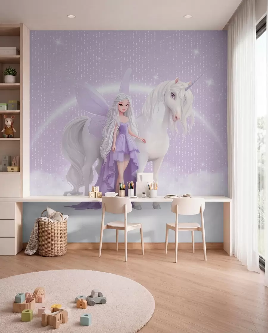 Fotobehang Eenhoorn in sterrenlicht w03527
