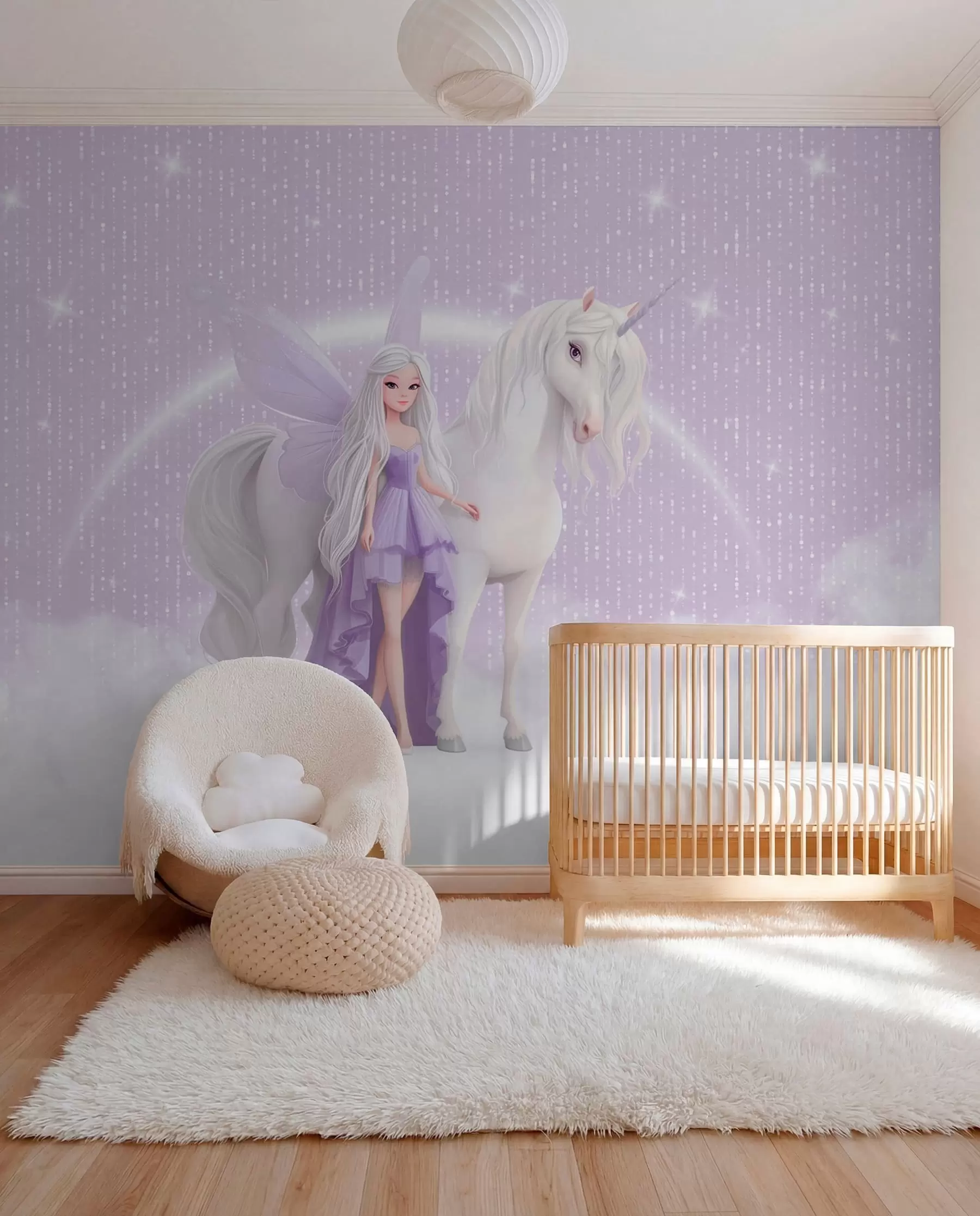 Fotobehang Eenhoorn in sterrenlicht w03527