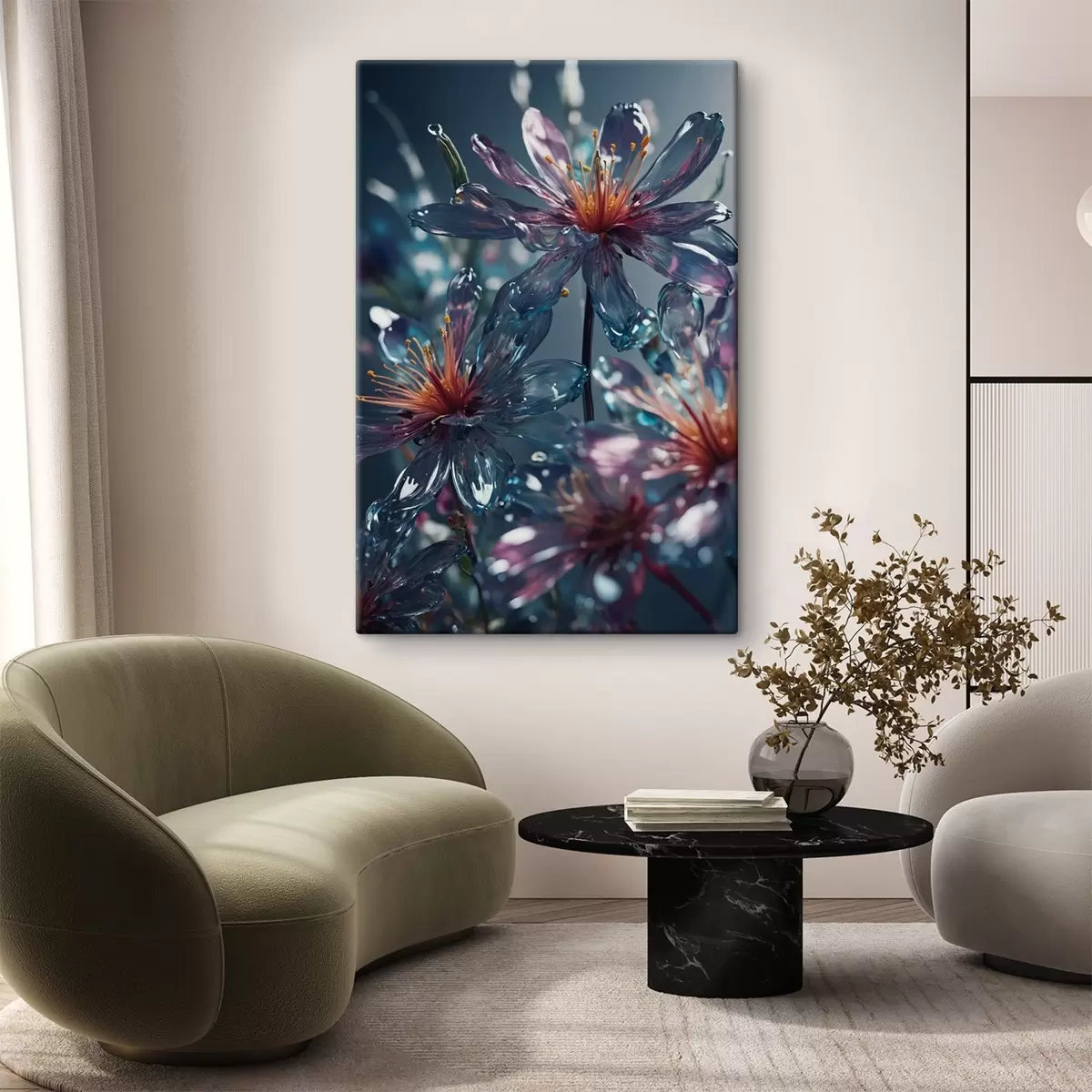  Schilderijen Transparante bloemen op wazige achtergrond s44469