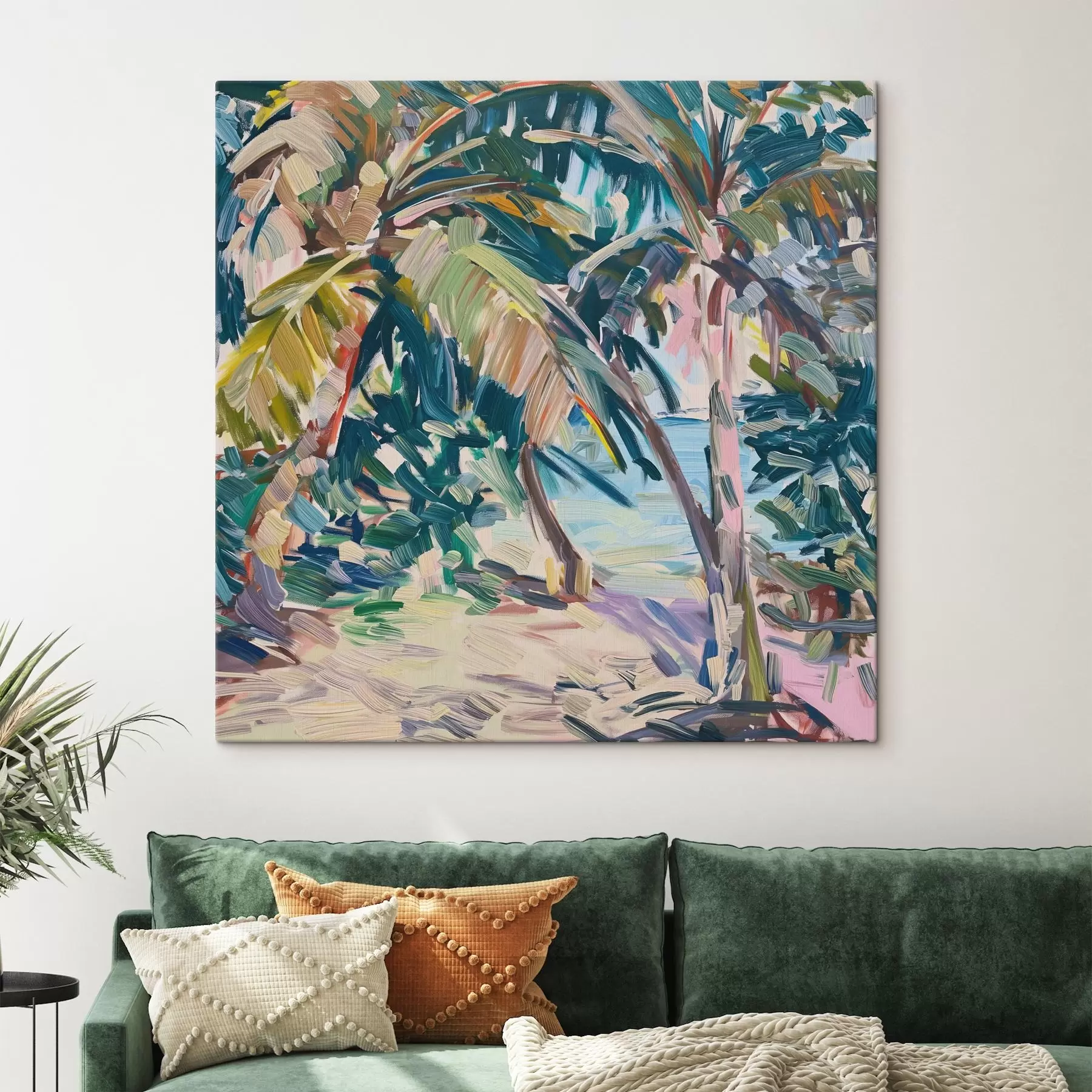 Schilderijen Palmbomen abstractie, imitatie van penseelstreken s44513