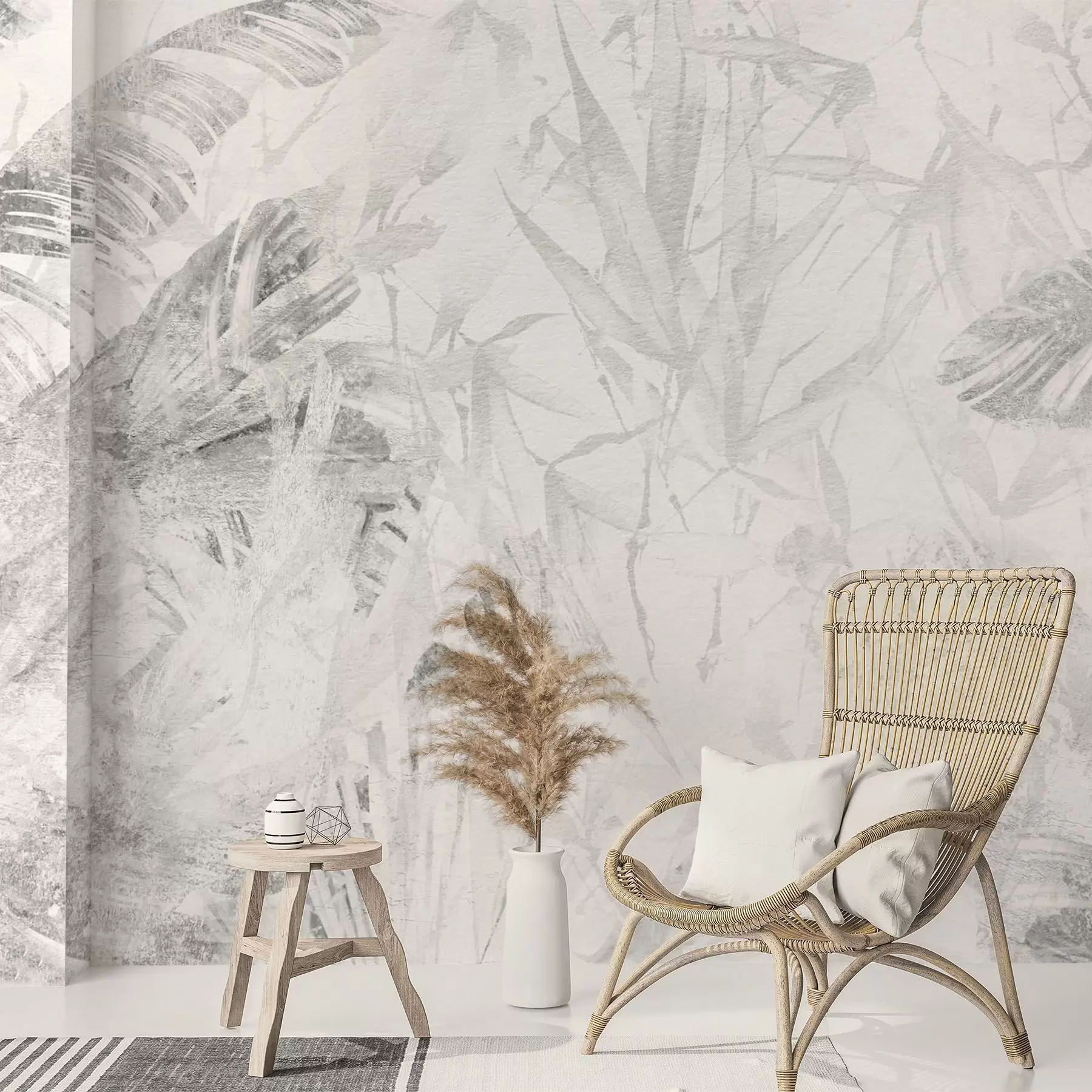 Fotobehang Bloemenabstractie in grungestijl met imitatie van slijtage w03926