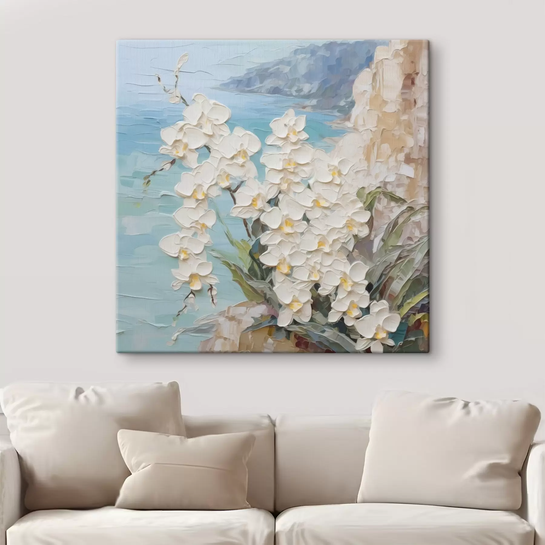 Schilderijen Orchideeën tegen de zee s44590
