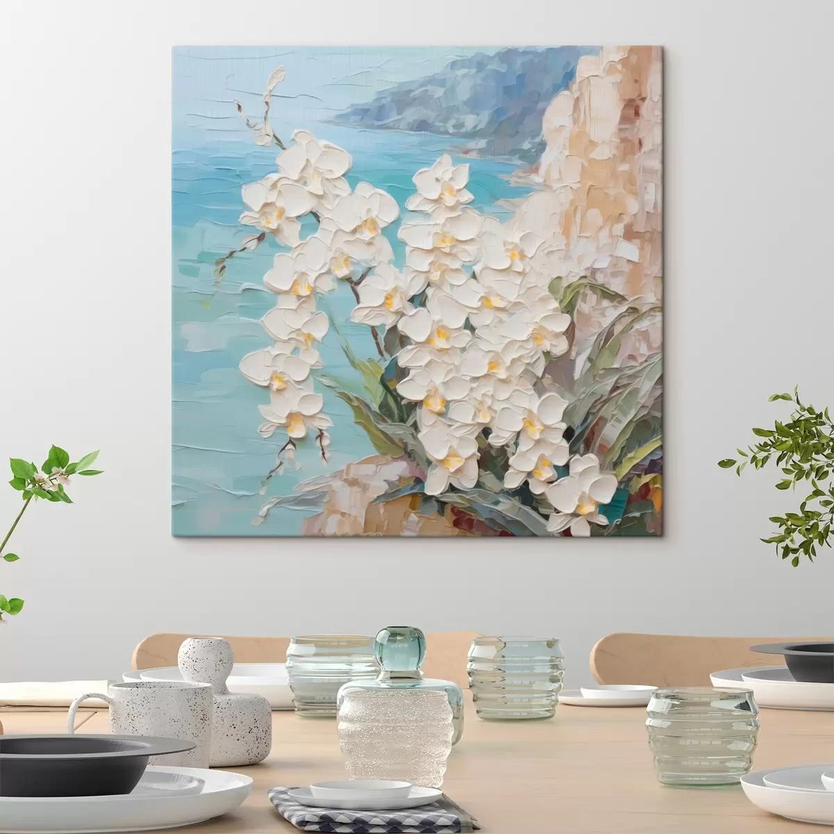  Schilderijen Orchideeën tegen de zee s44590