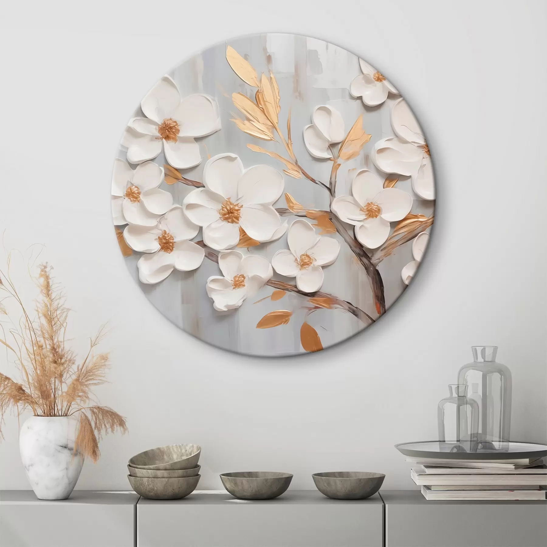  Schilderijen Witte bloemen imitatieschilderij r44586