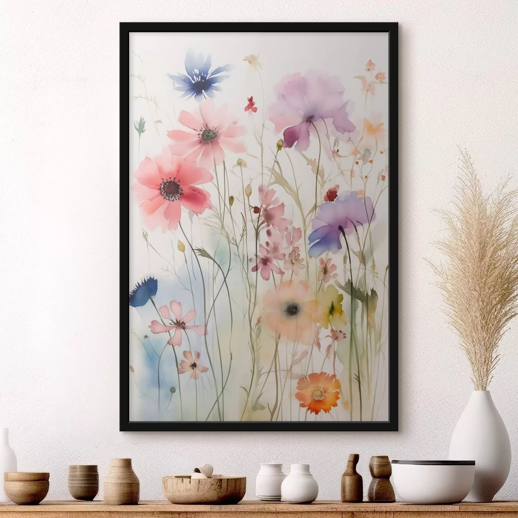 Fotobehang Wilde bloemen imitatie van aquarel f44584