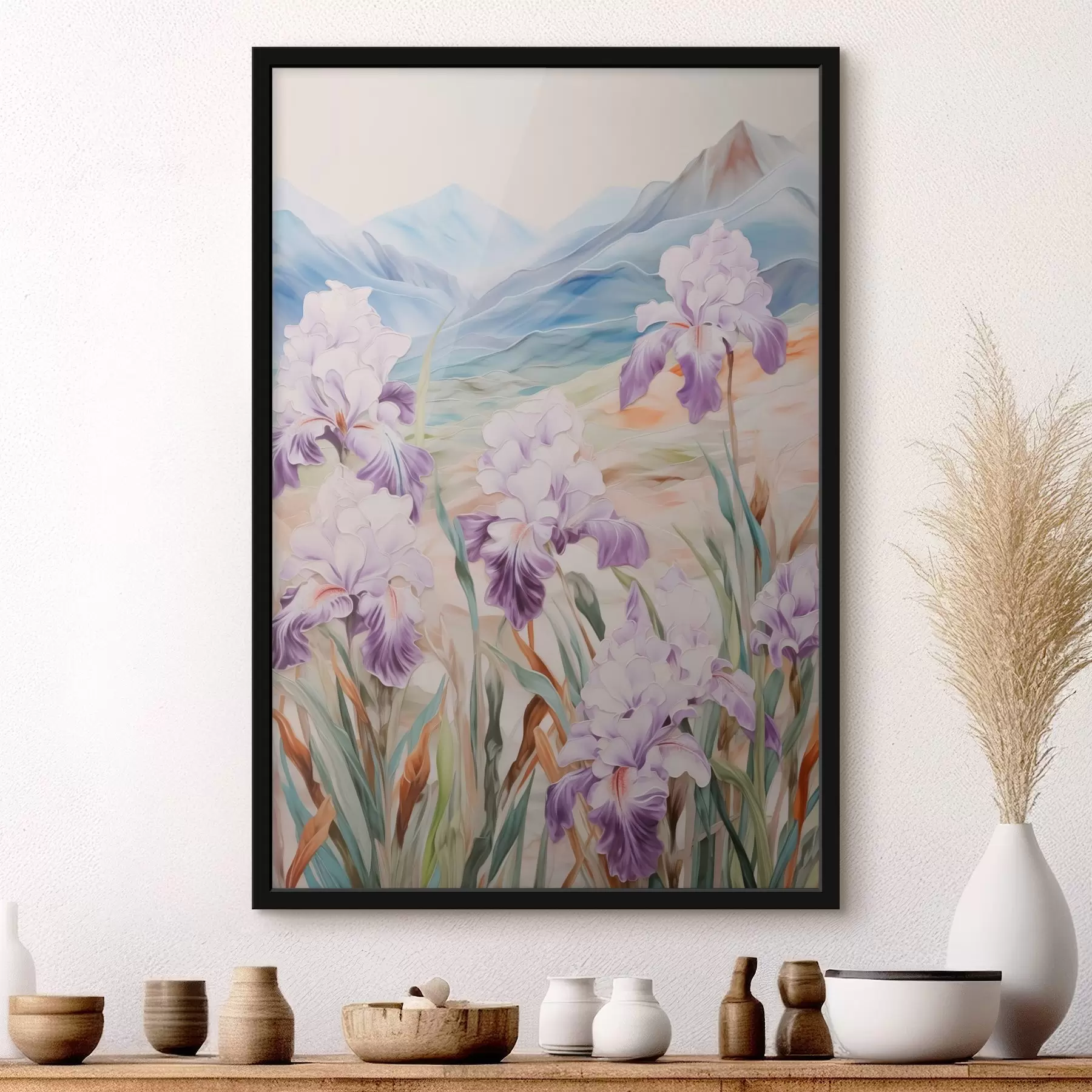 Fotobehang Irissen tegen de achtergrond van bergen f44599