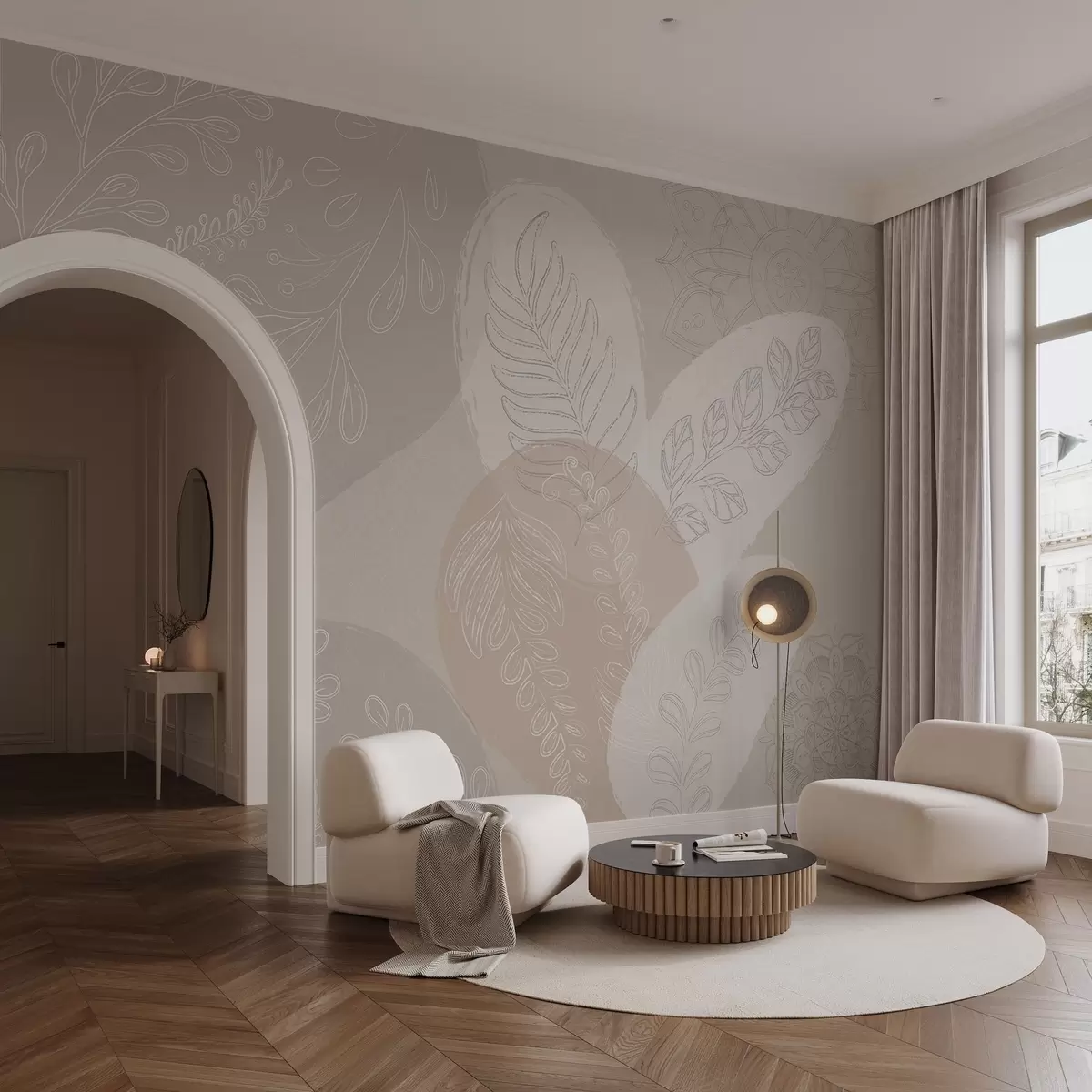 Fotobehang Botanisch vectorontwerp in boho-stijl w04057